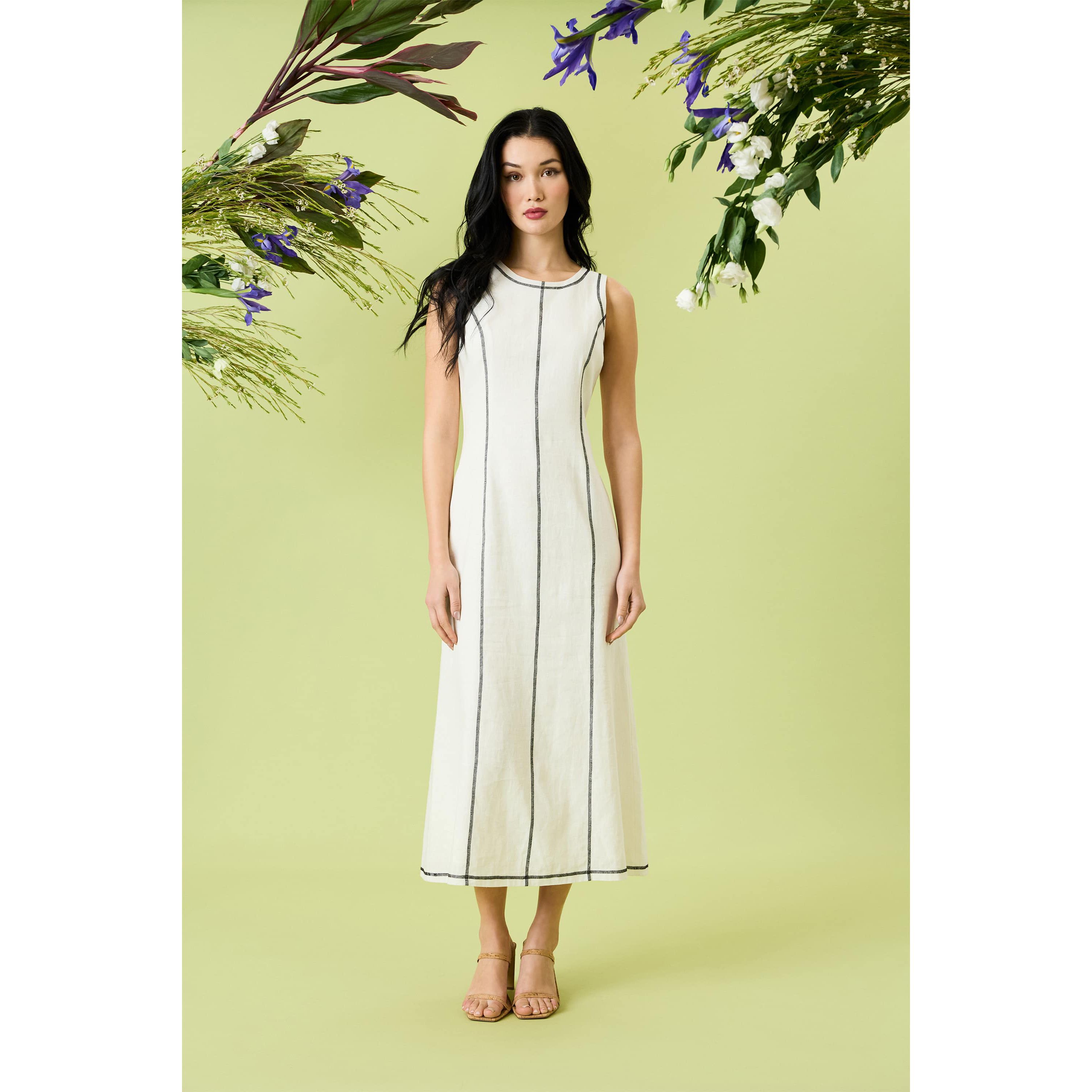 Sleeveless Maxi Sheath with Stitching Detail