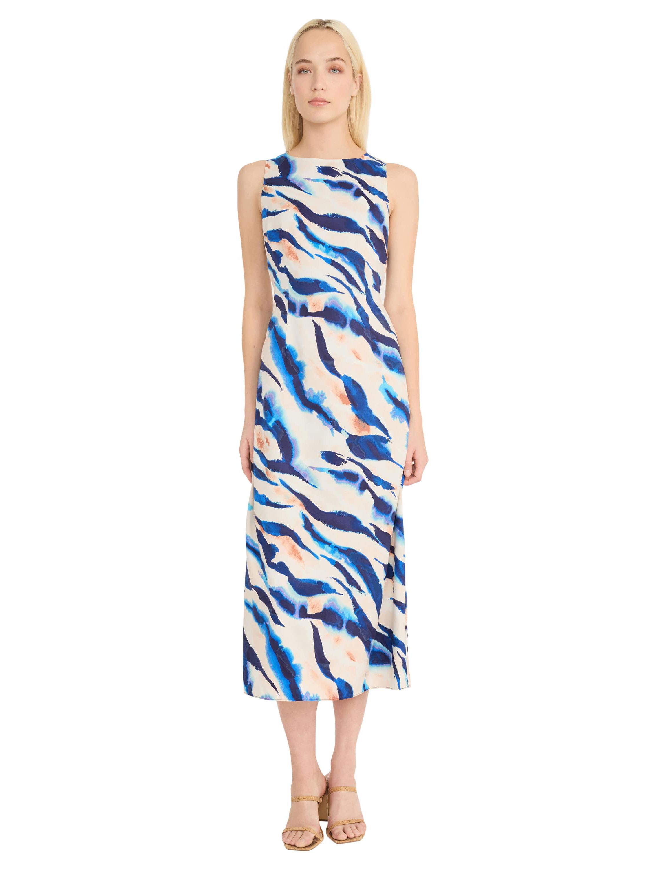 Zebra Printed Midi Dress with Tie Back