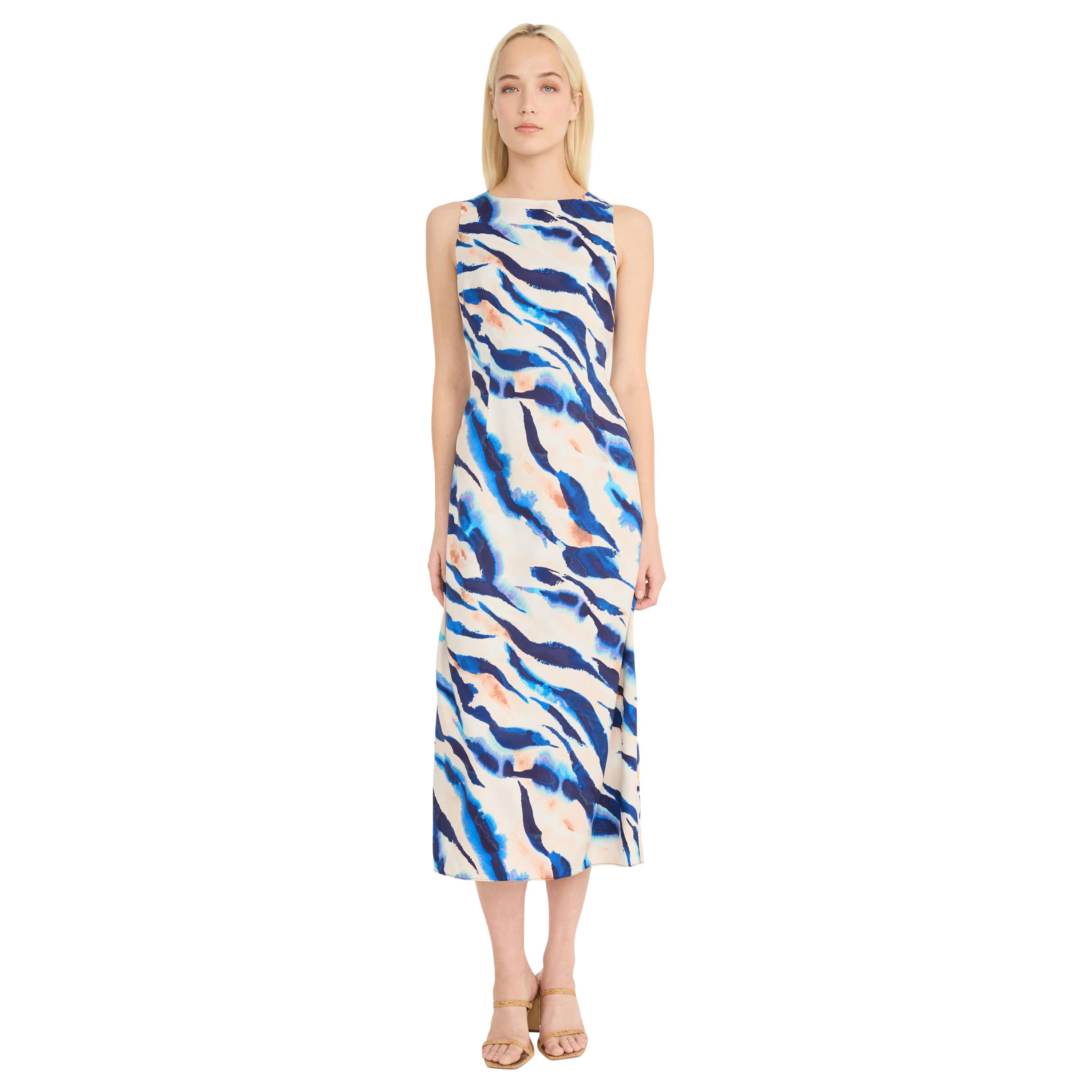 Zebra Printed Midi Dress with Tie Back