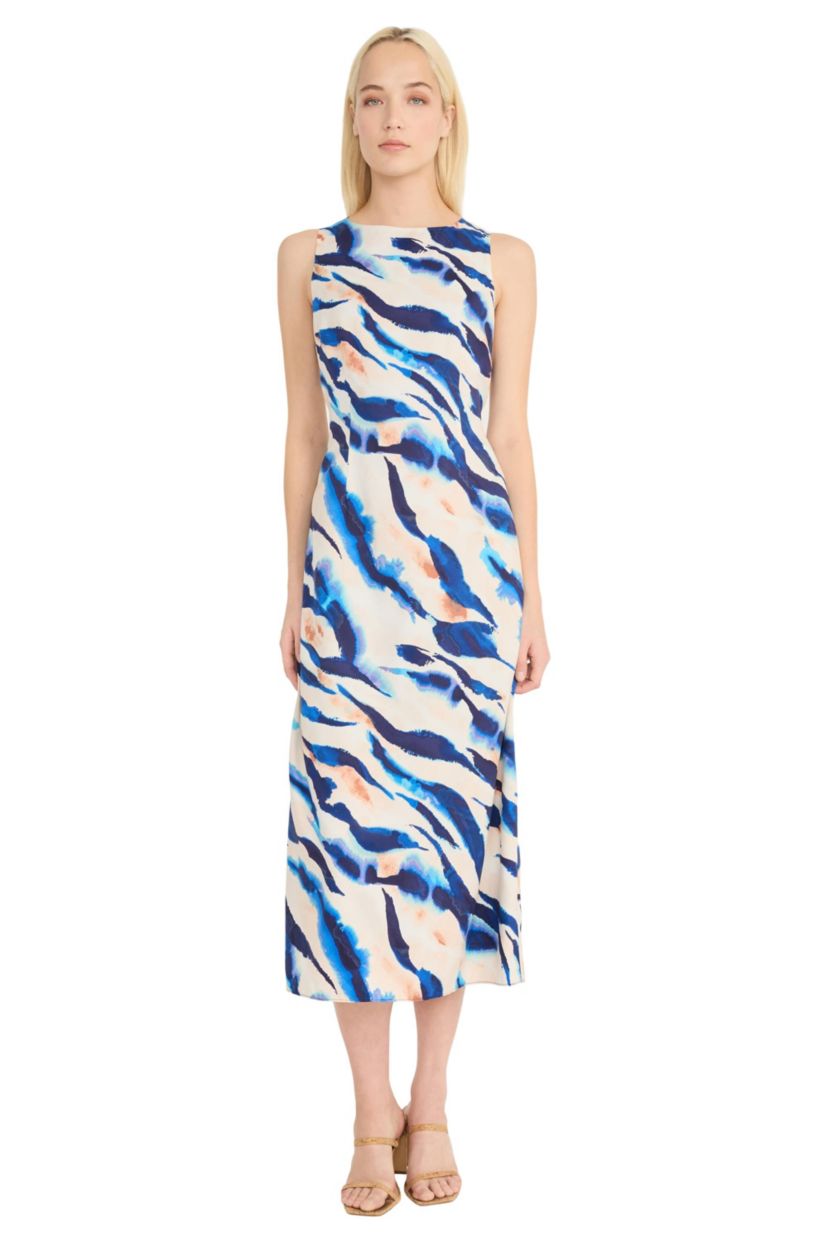 Zebra Printed Midi Dress with Tie Back