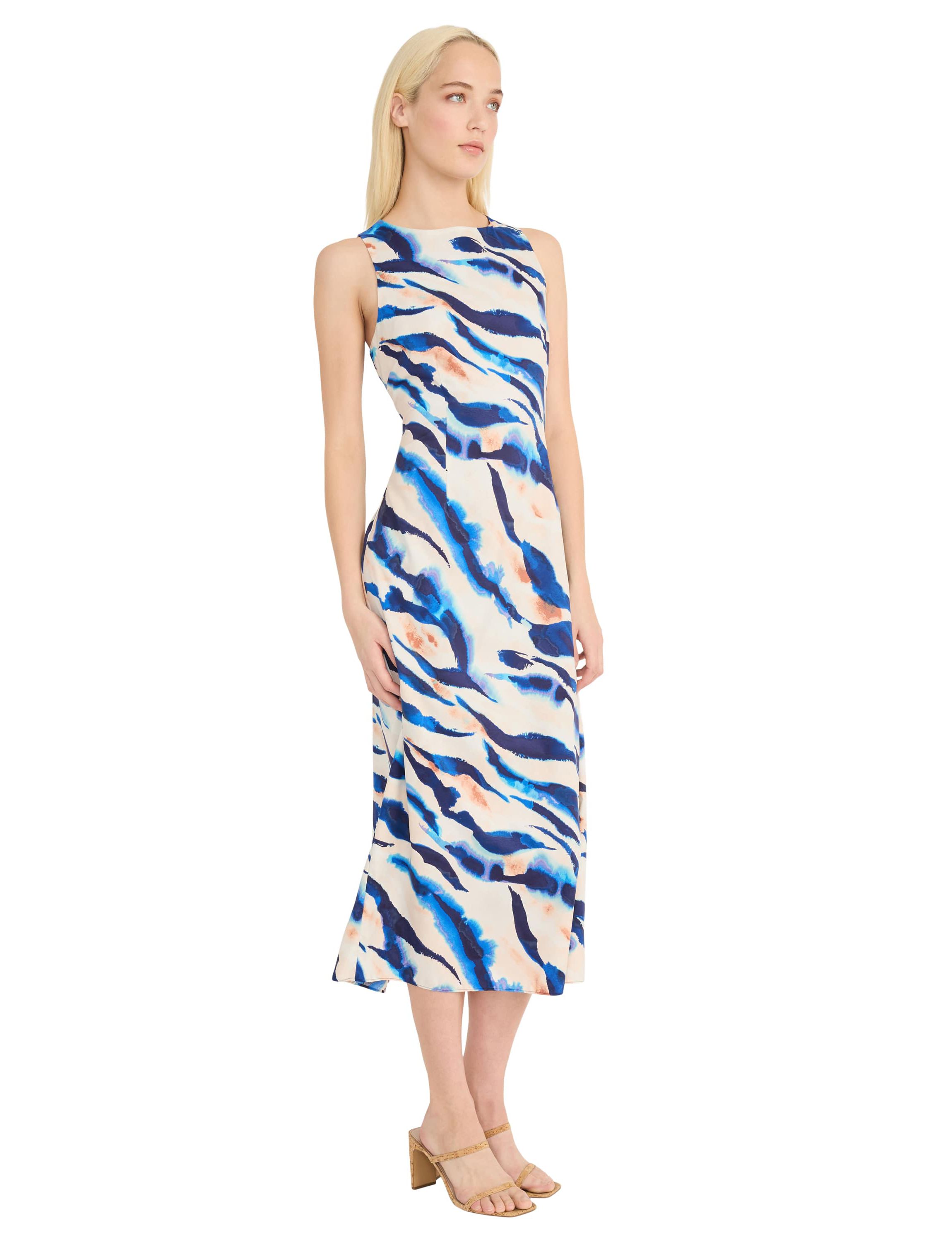 Zebra Printed Midi Dress with Tie Back