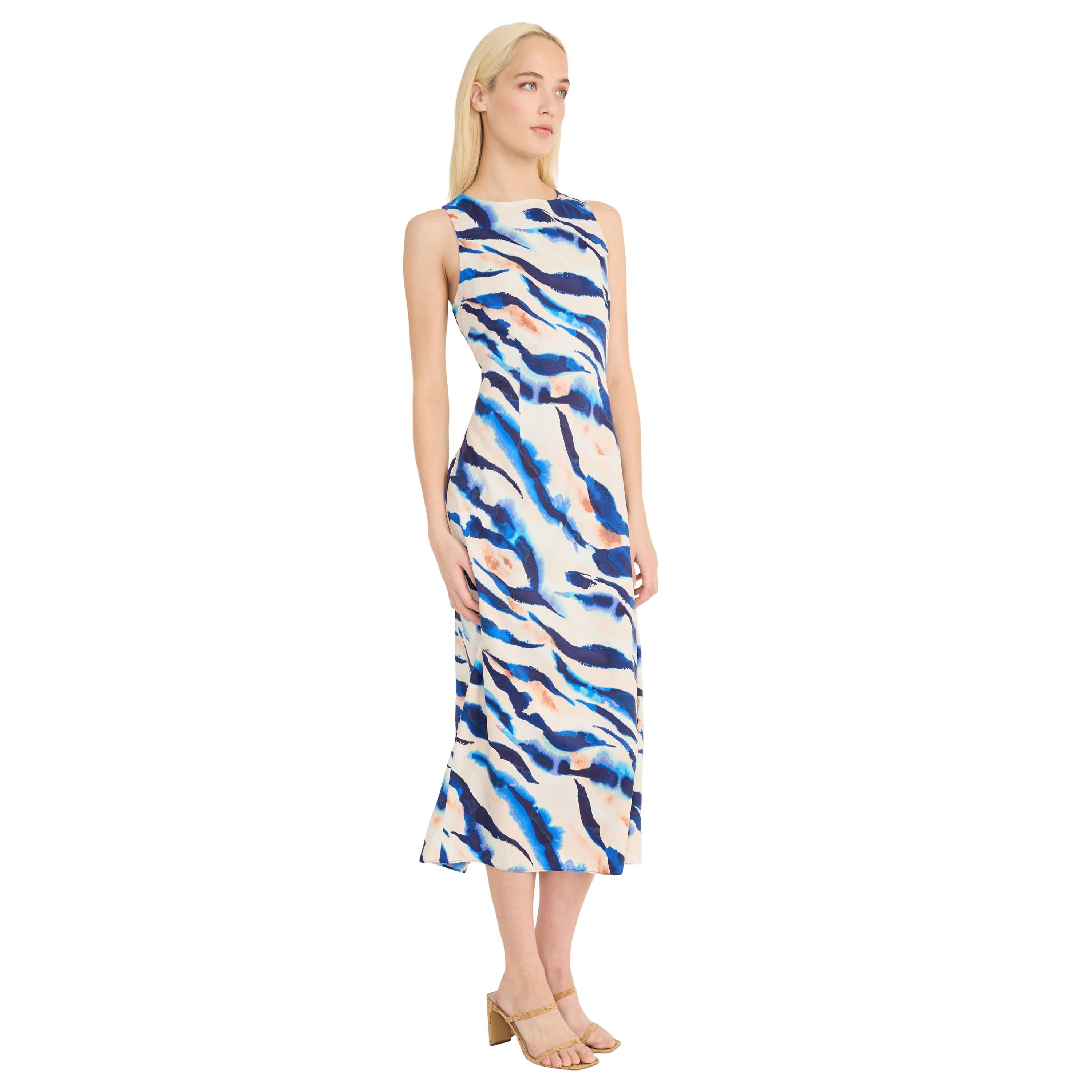 Zebra Printed Midi Dress with Tie Back