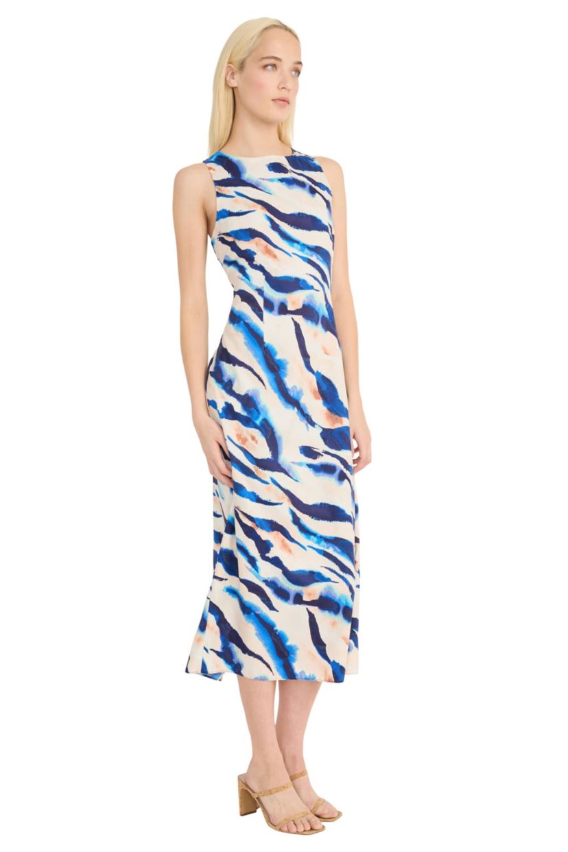 Zebra Printed Midi Dress with Tie Back