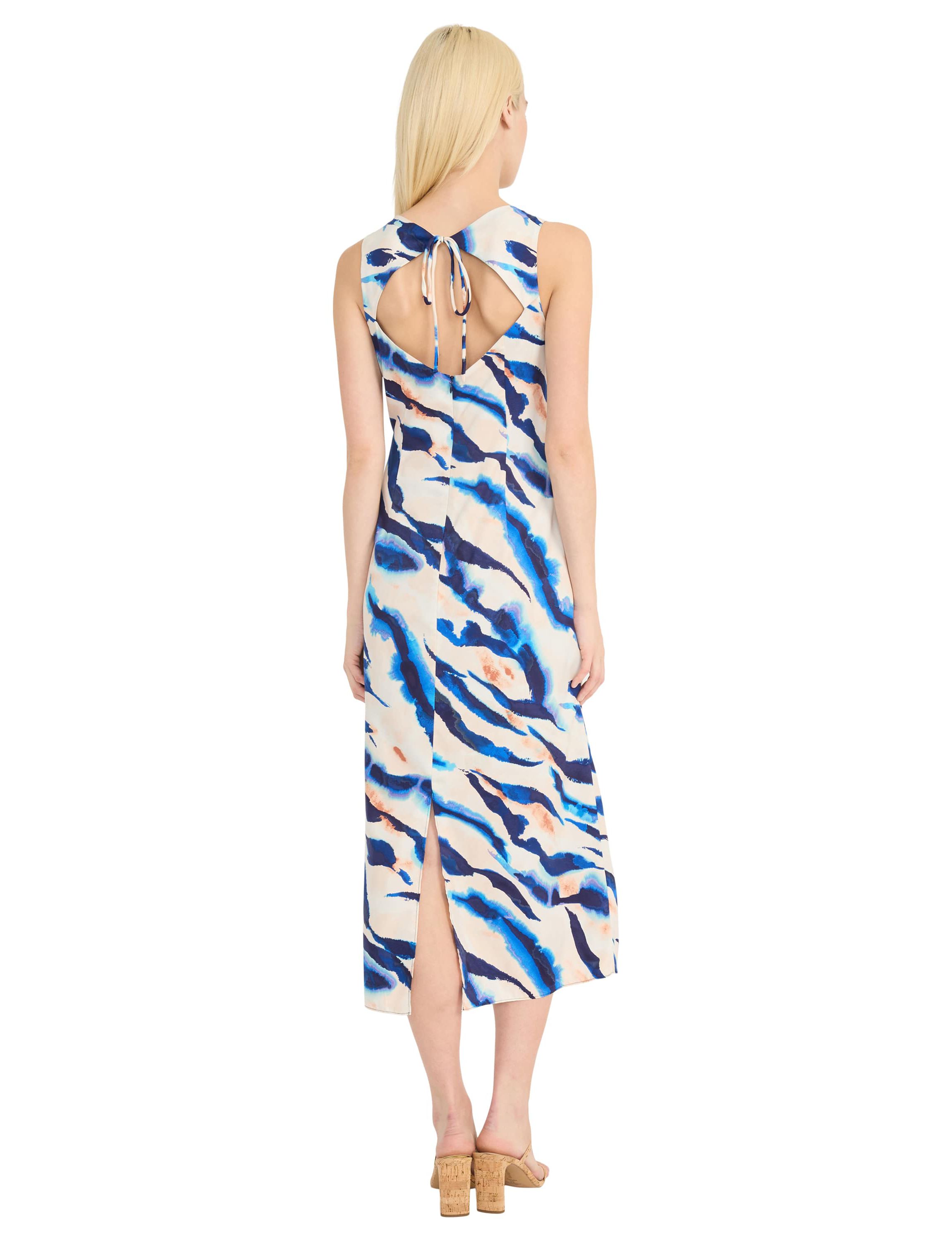 Zebra Printed Midi Dress with Tie Back