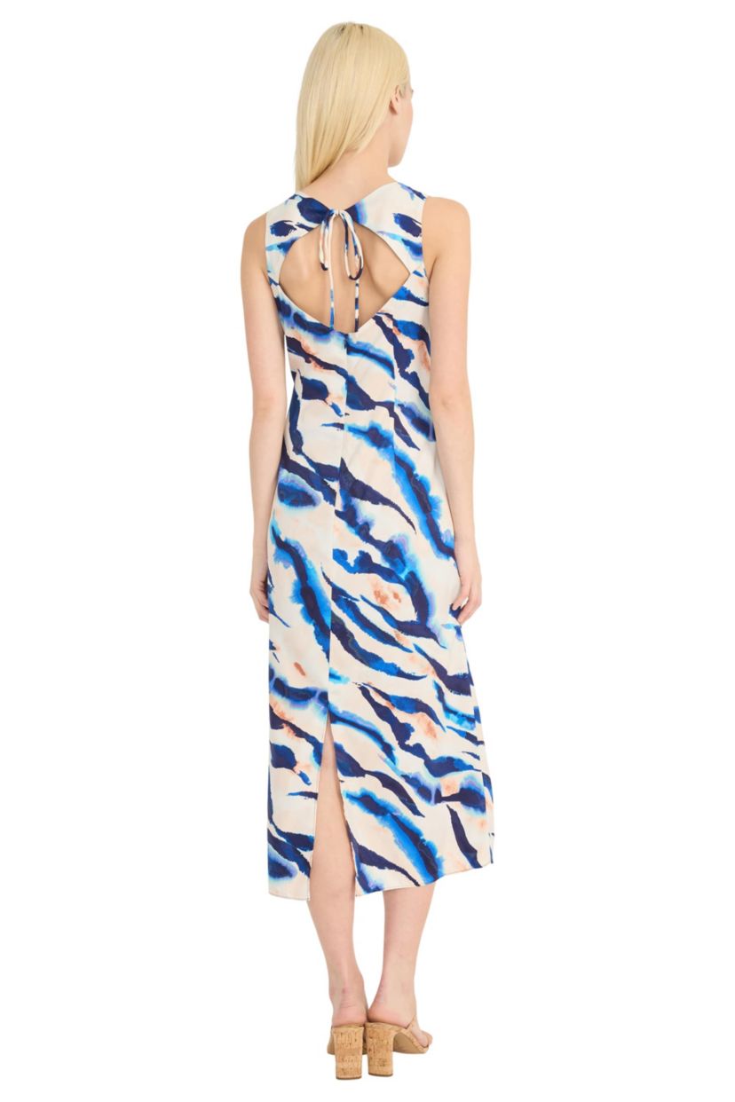 Zebra Printed Midi Dress with Tie Back