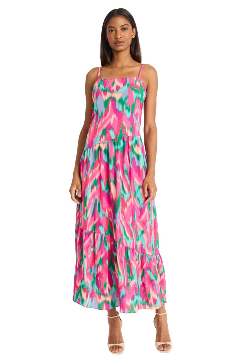 Printed Spaghetti Strap Midi