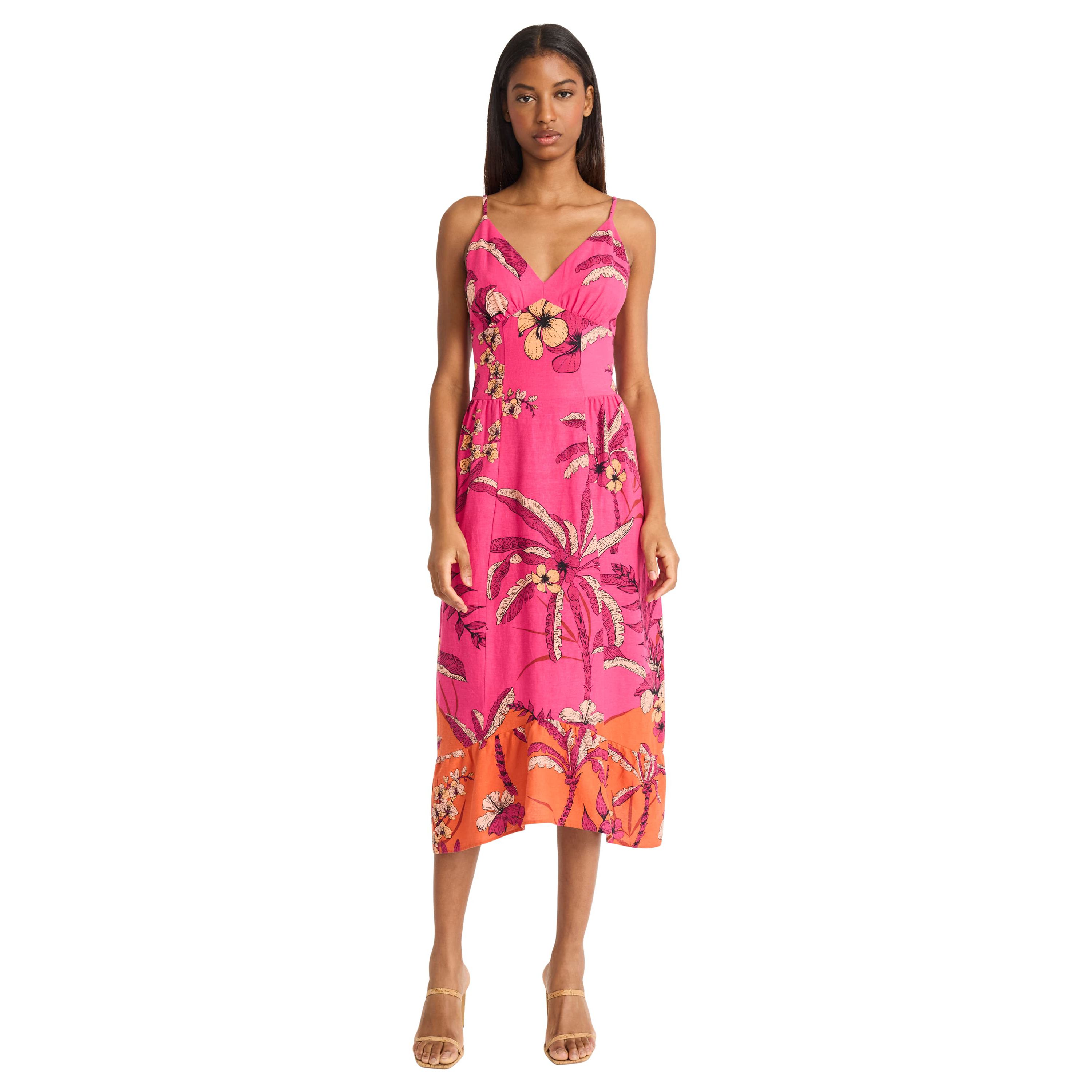 Strong Shoulders Sleeveless Midi Dress