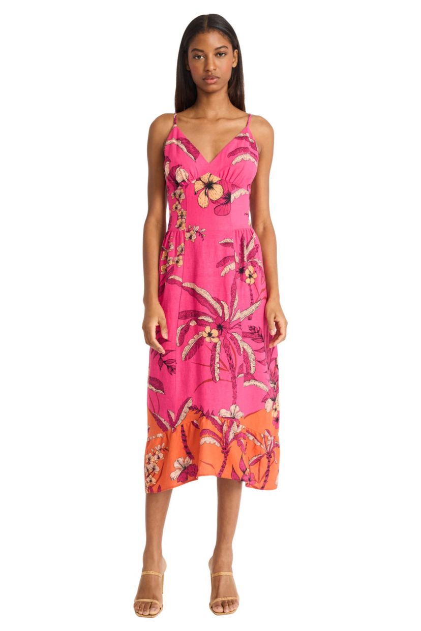 Strong Shoulders Sleeveless Midi Dress