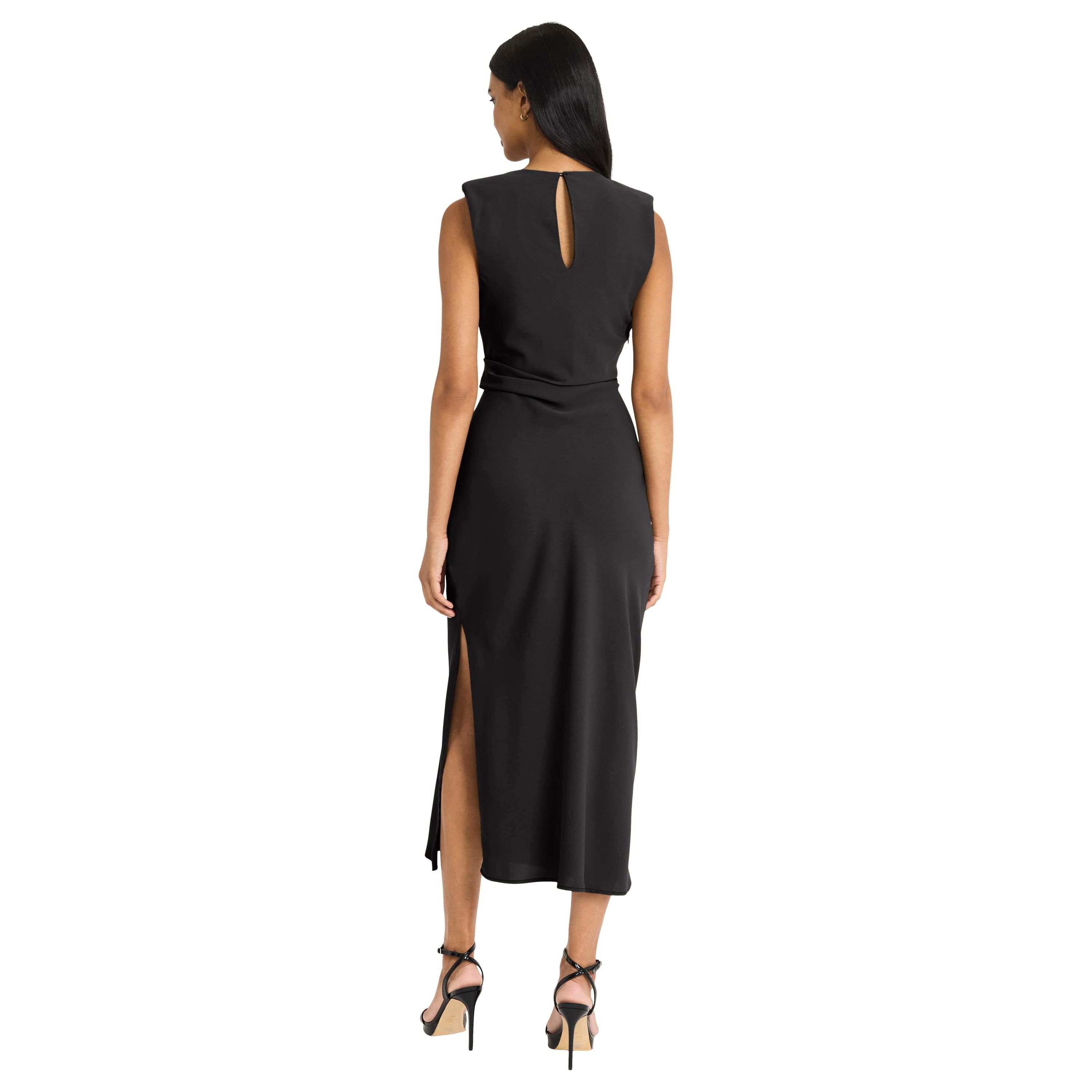 Strong Shoulders Sleeveless Midi Dress