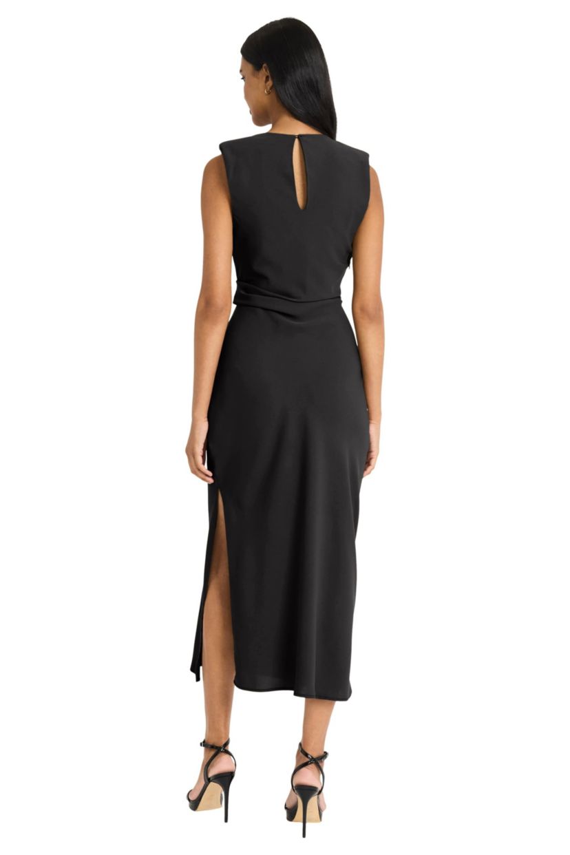 Strong Shoulders Sleeveless Midi Dress