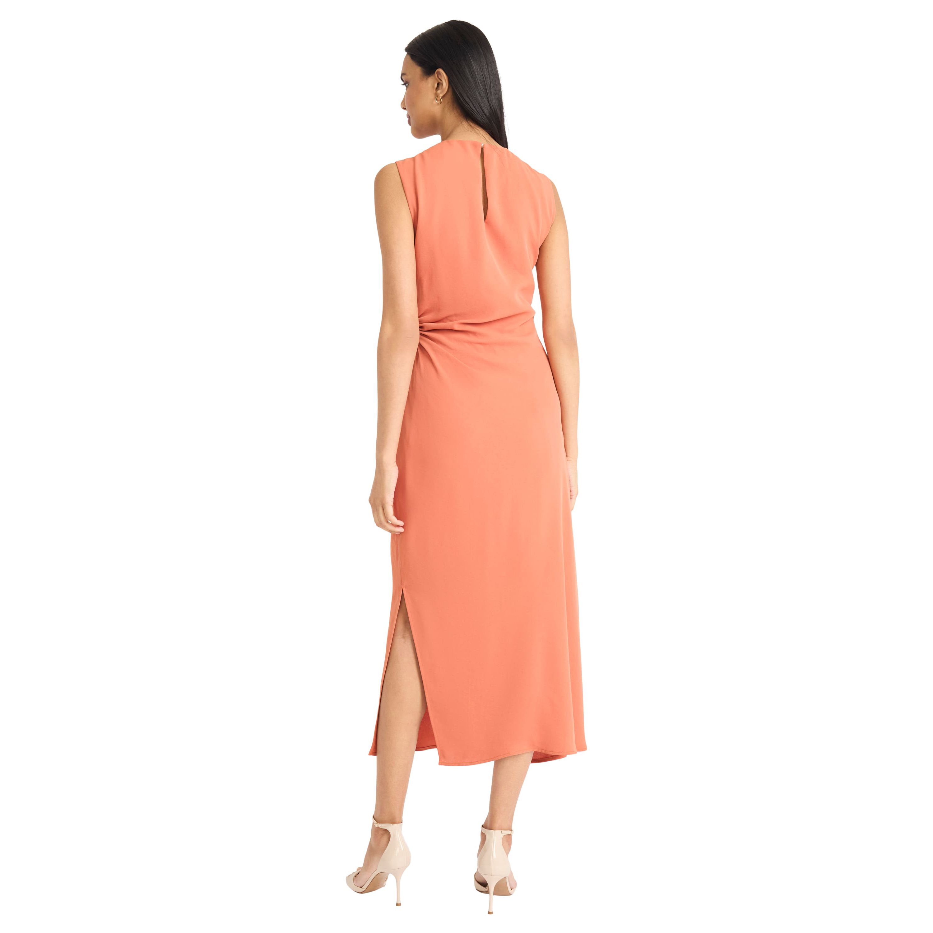 Sleeveless dress with side ruching