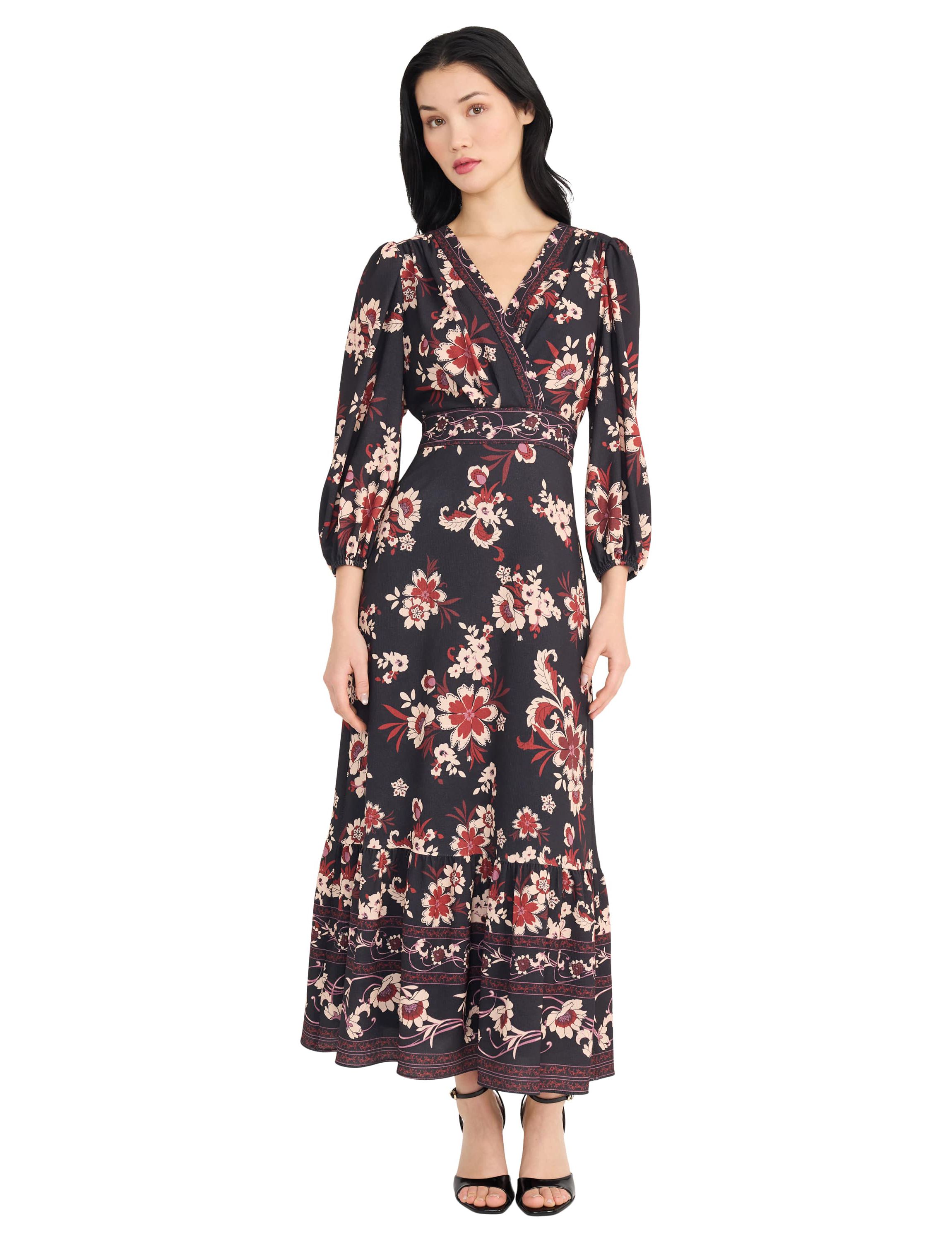 FLORAL SURPLICE MAXI DRESS