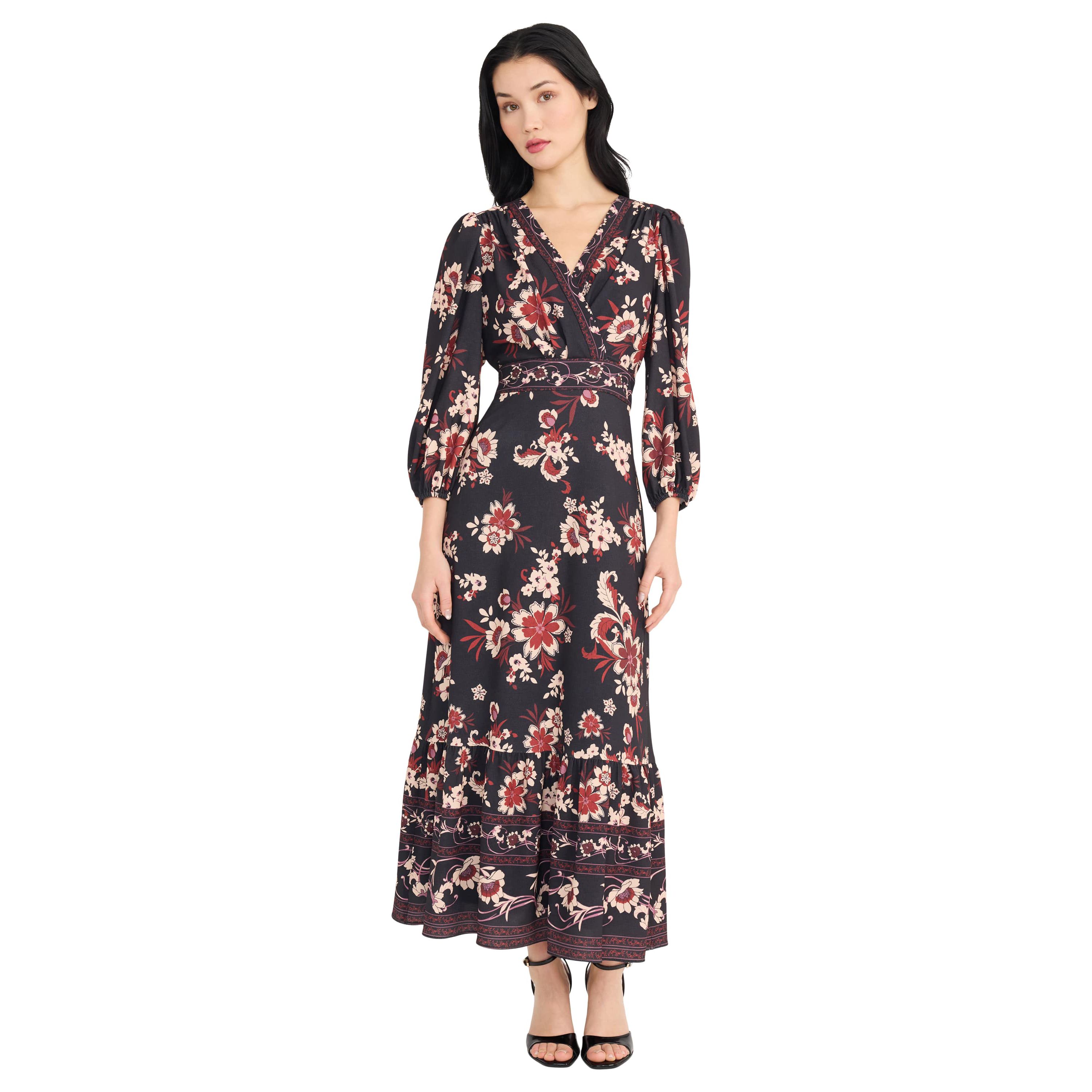 FLORAL SURPLICE MAXI DRESS
