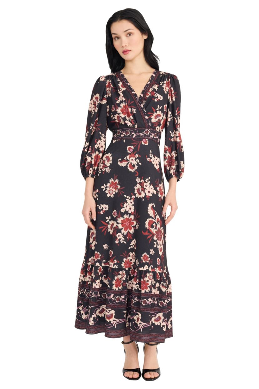 FLORAL SURPLICE MAXI DRESS