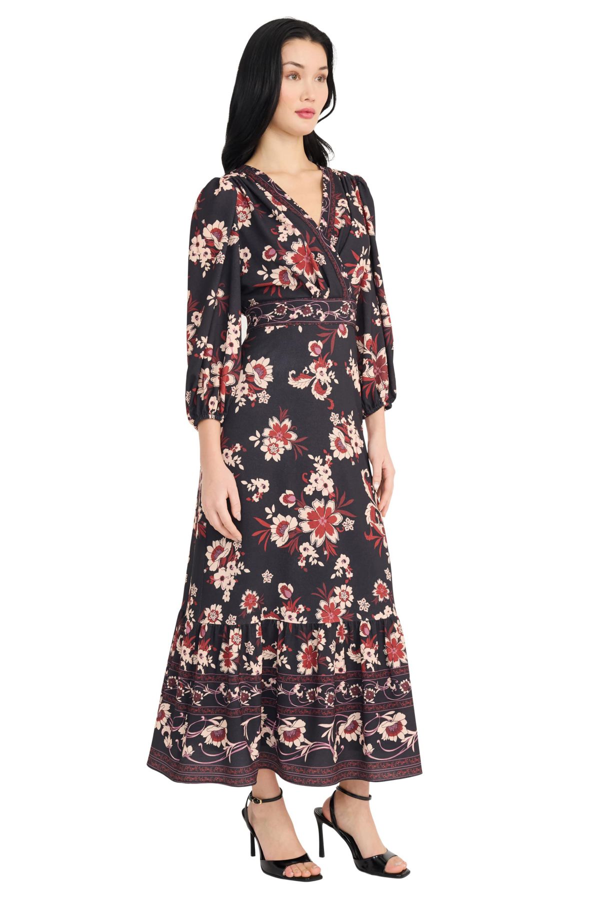 FLORAL SURPLICE MAXI DRESS
