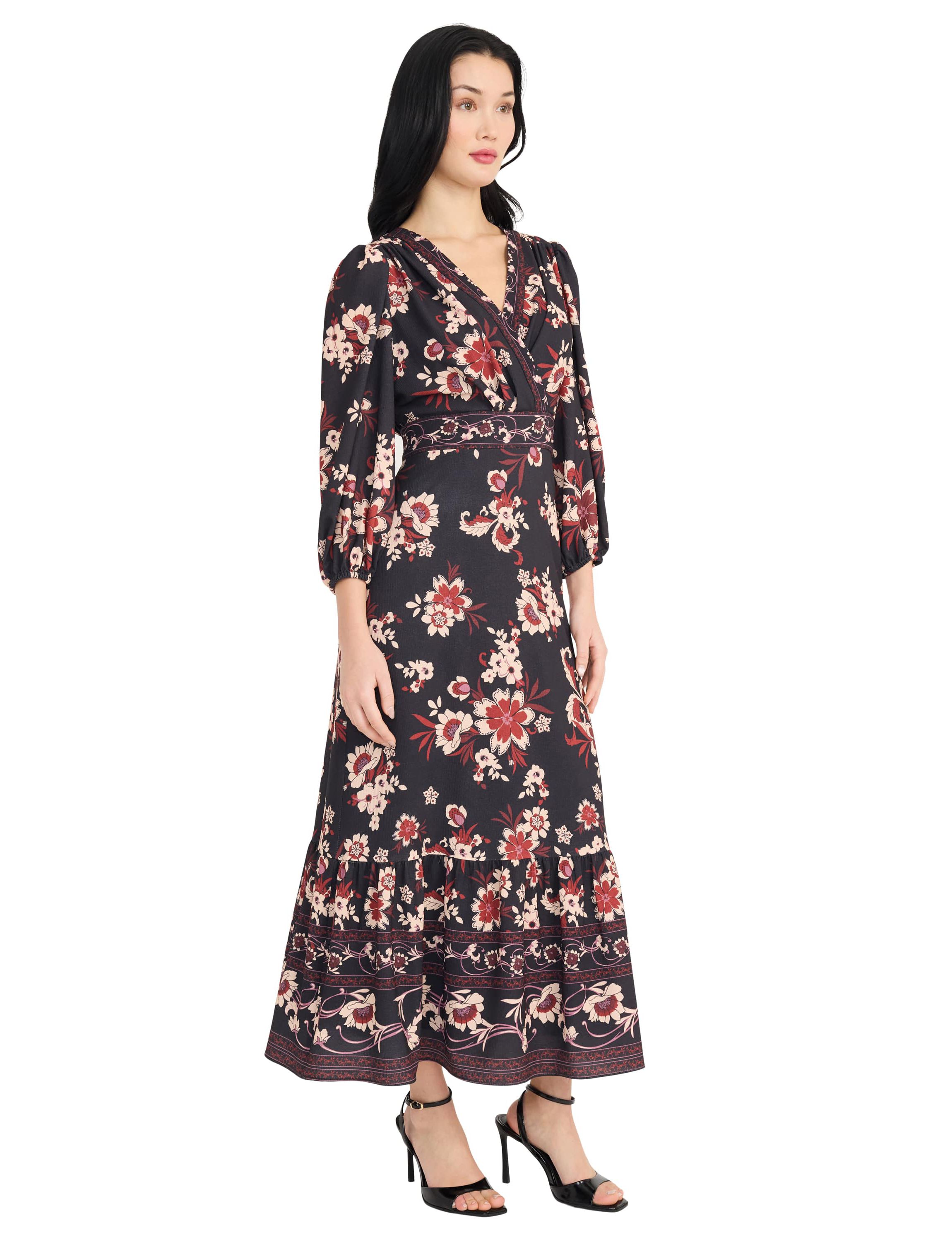 FLORAL SURPLICE MAXI DRESS