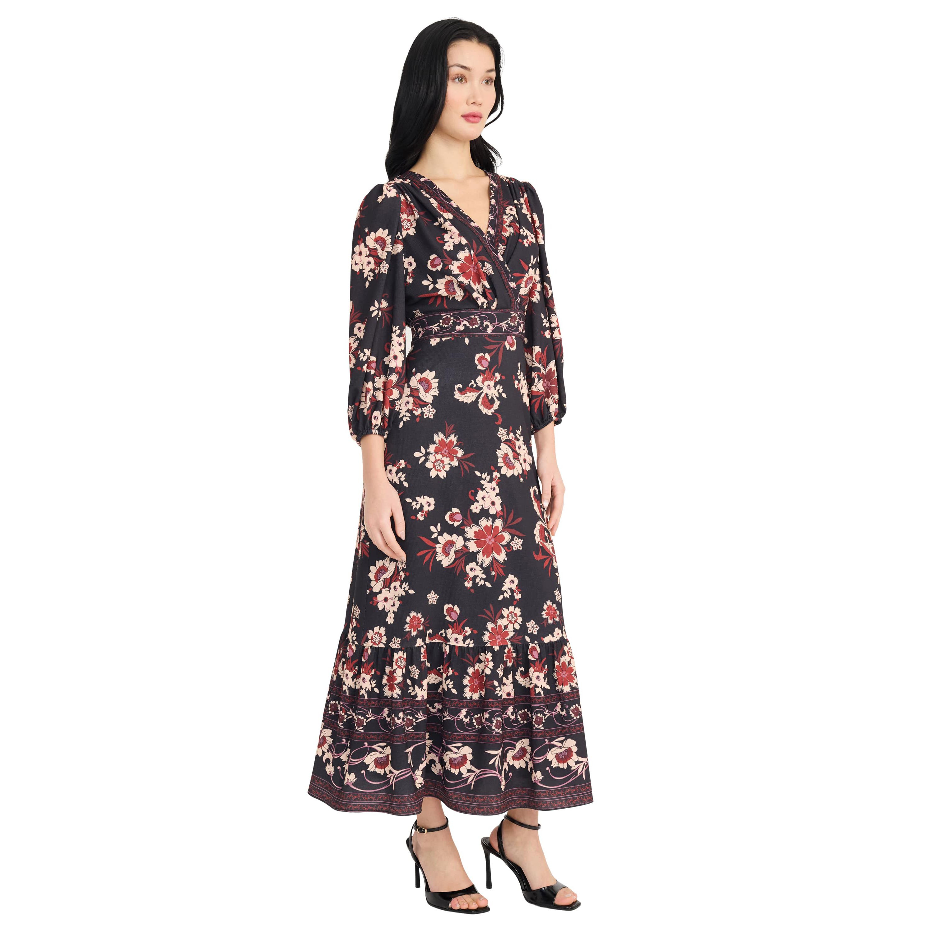 FLORAL SURPLICE MAXI DRESS