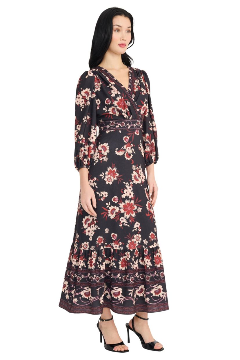 FLORAL SURPLICE MAXI DRESS