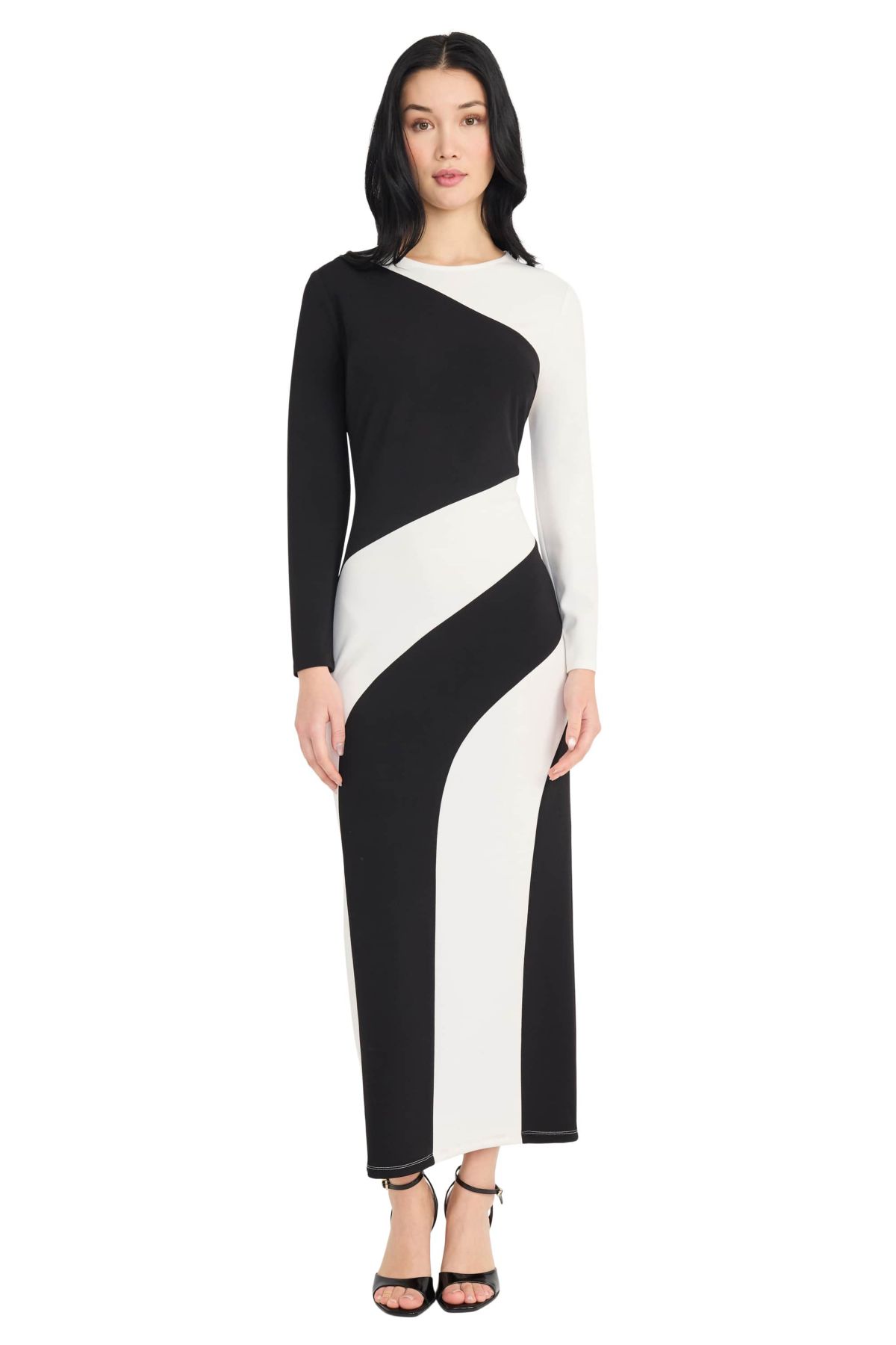 LONG SLEEVE COLORBLOCK MAXI DRESS