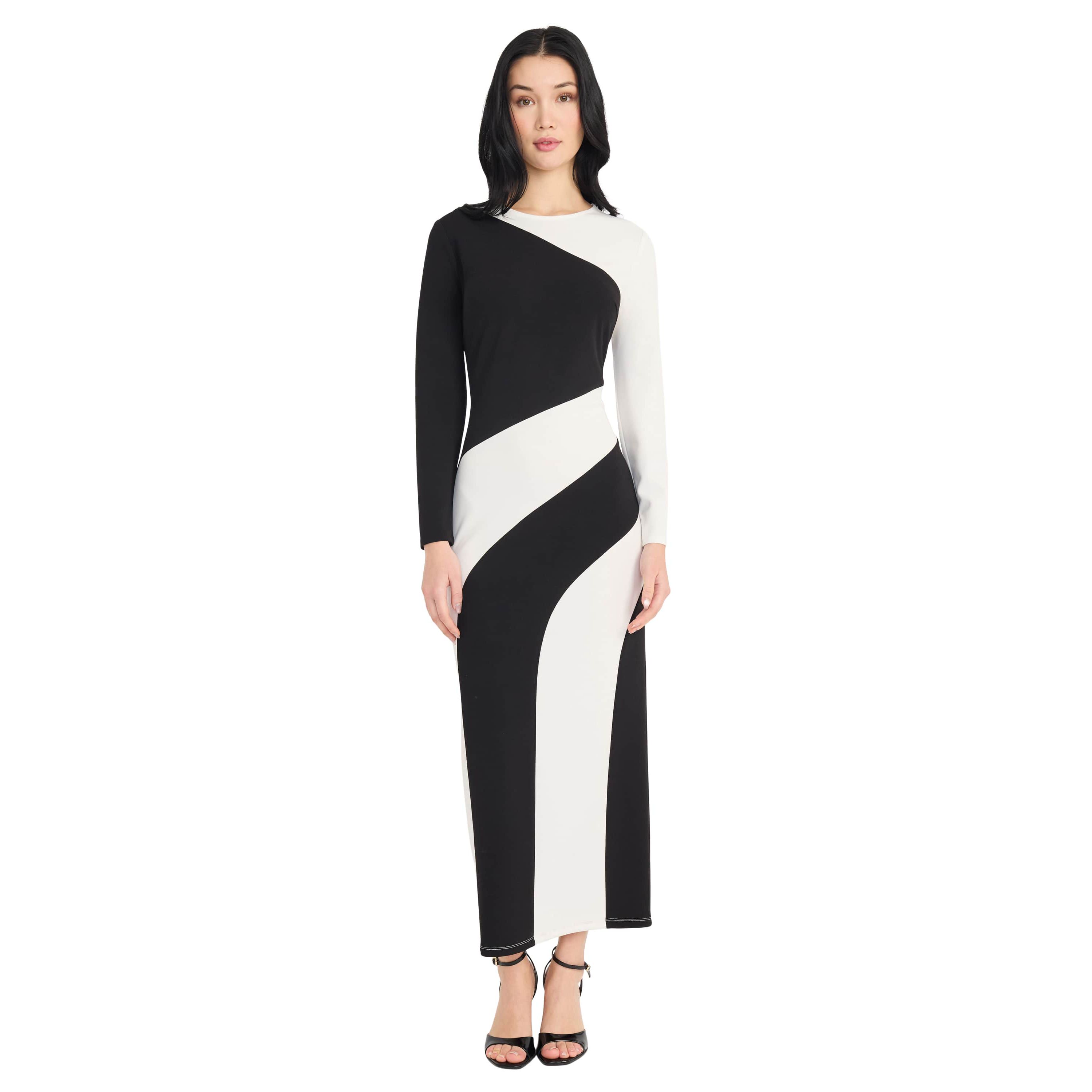 LONG SLEEVE COLORBLOCK MAXI DRESS