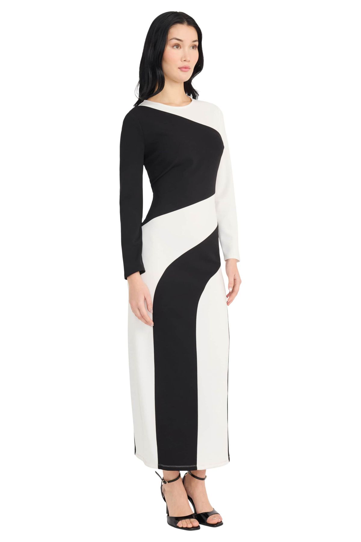 LONG SLEEVE COLORBLOCK MAXI DRESS