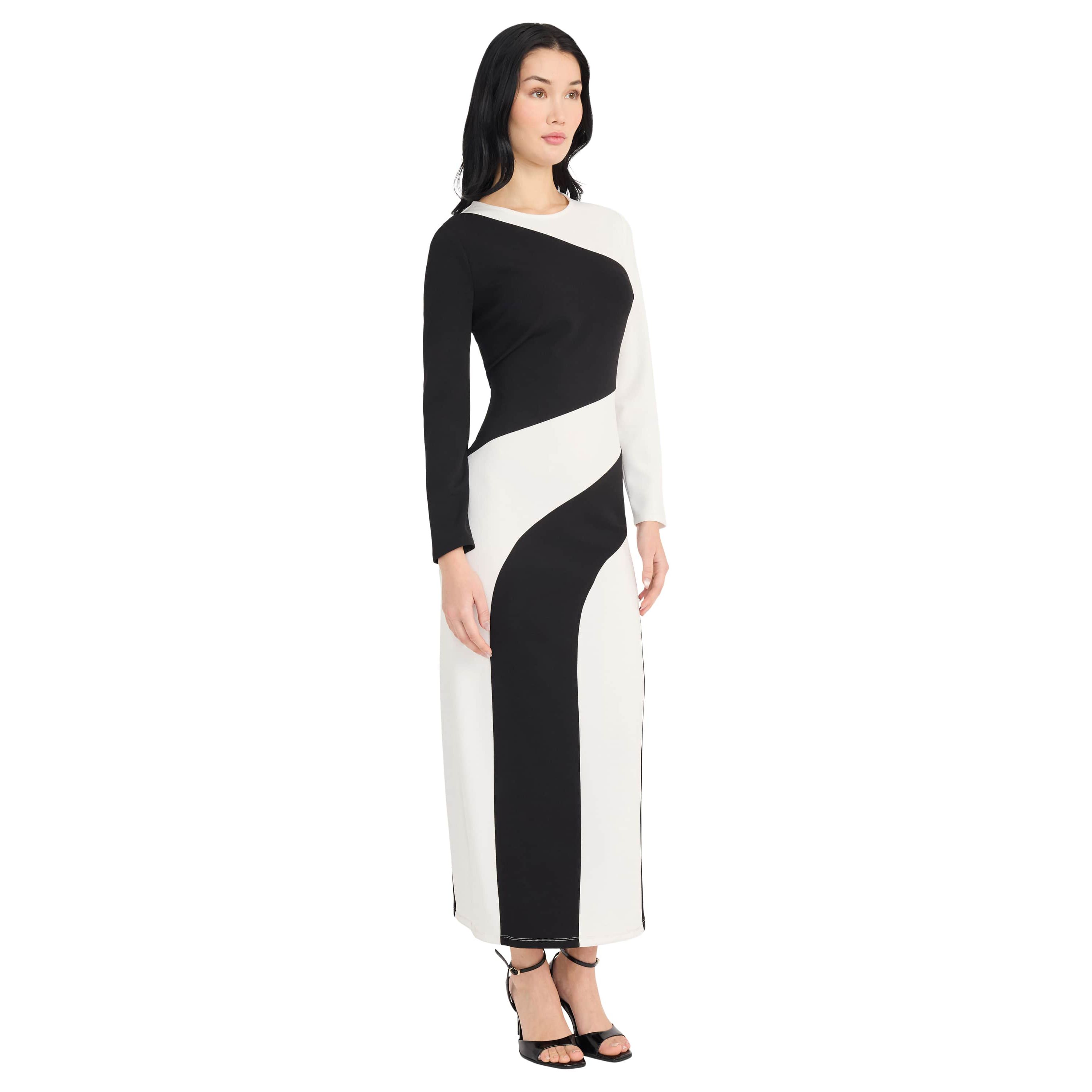 LONG SLEEVE COLORBLOCK MAXI DRESS
