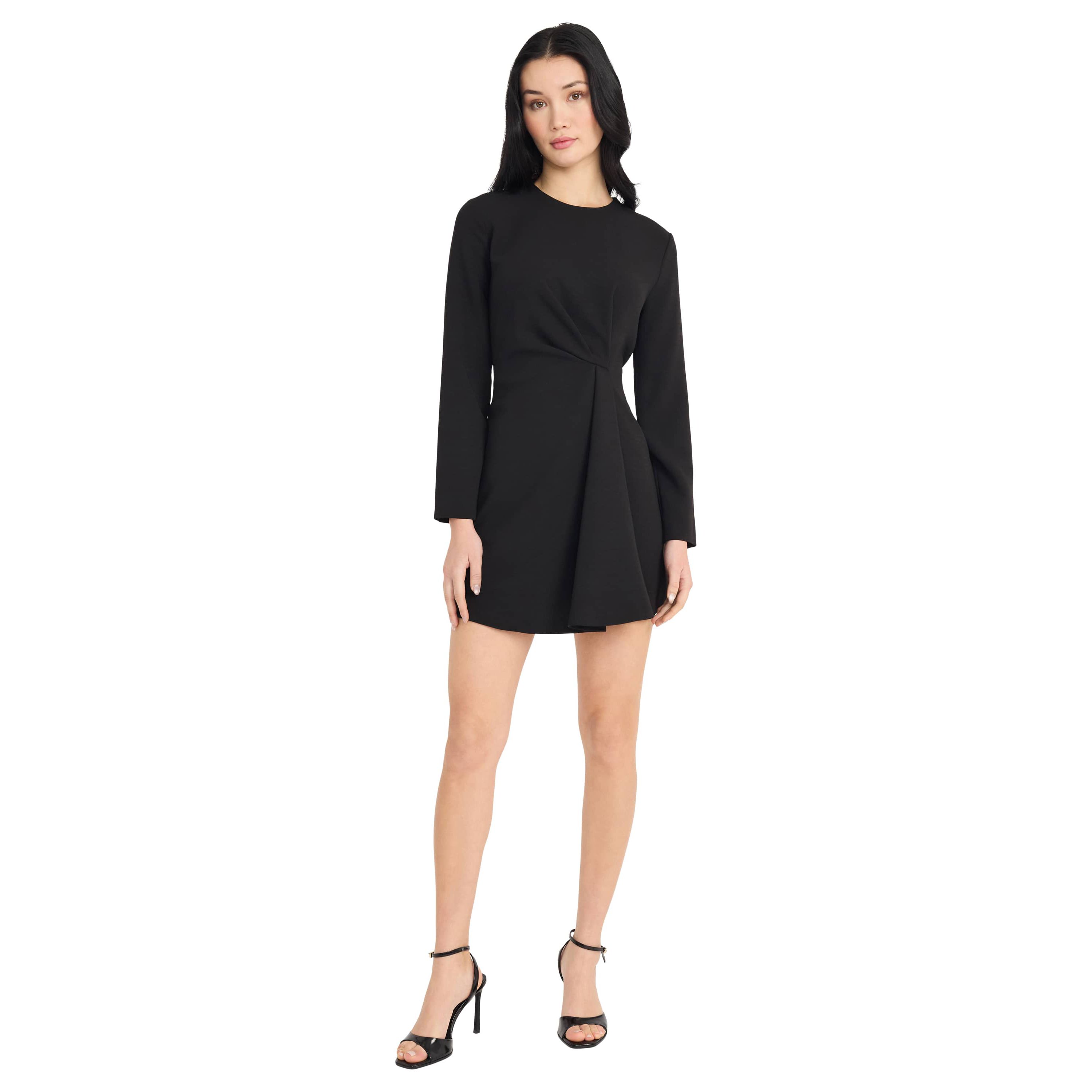 LONG SLEEVE FAUX WRAP DRESS