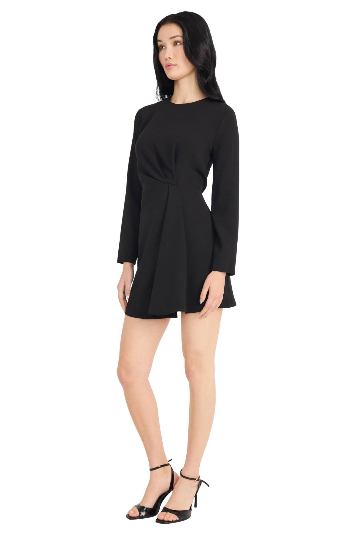 LONG SLEEVE FAUX WRAP DRESS