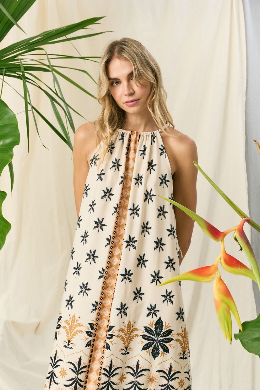 Trapeze Halter Dress with Tier