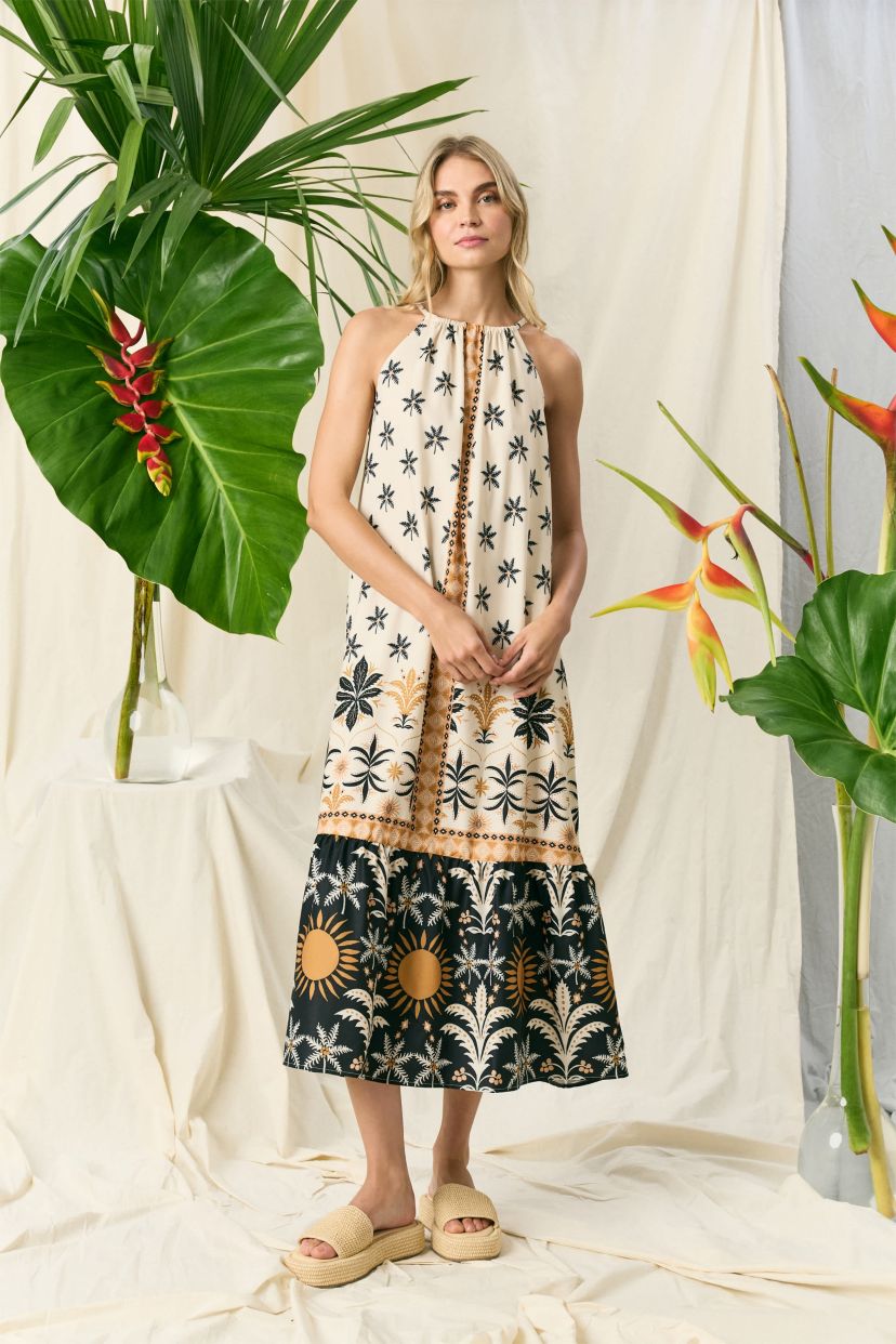Trapeze Halter Dress with Tier