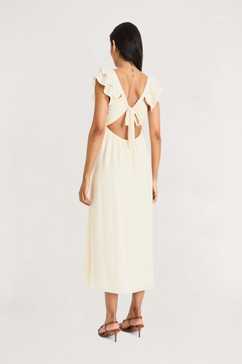 Ruffle Sleeve V-Neck Maxi Dress