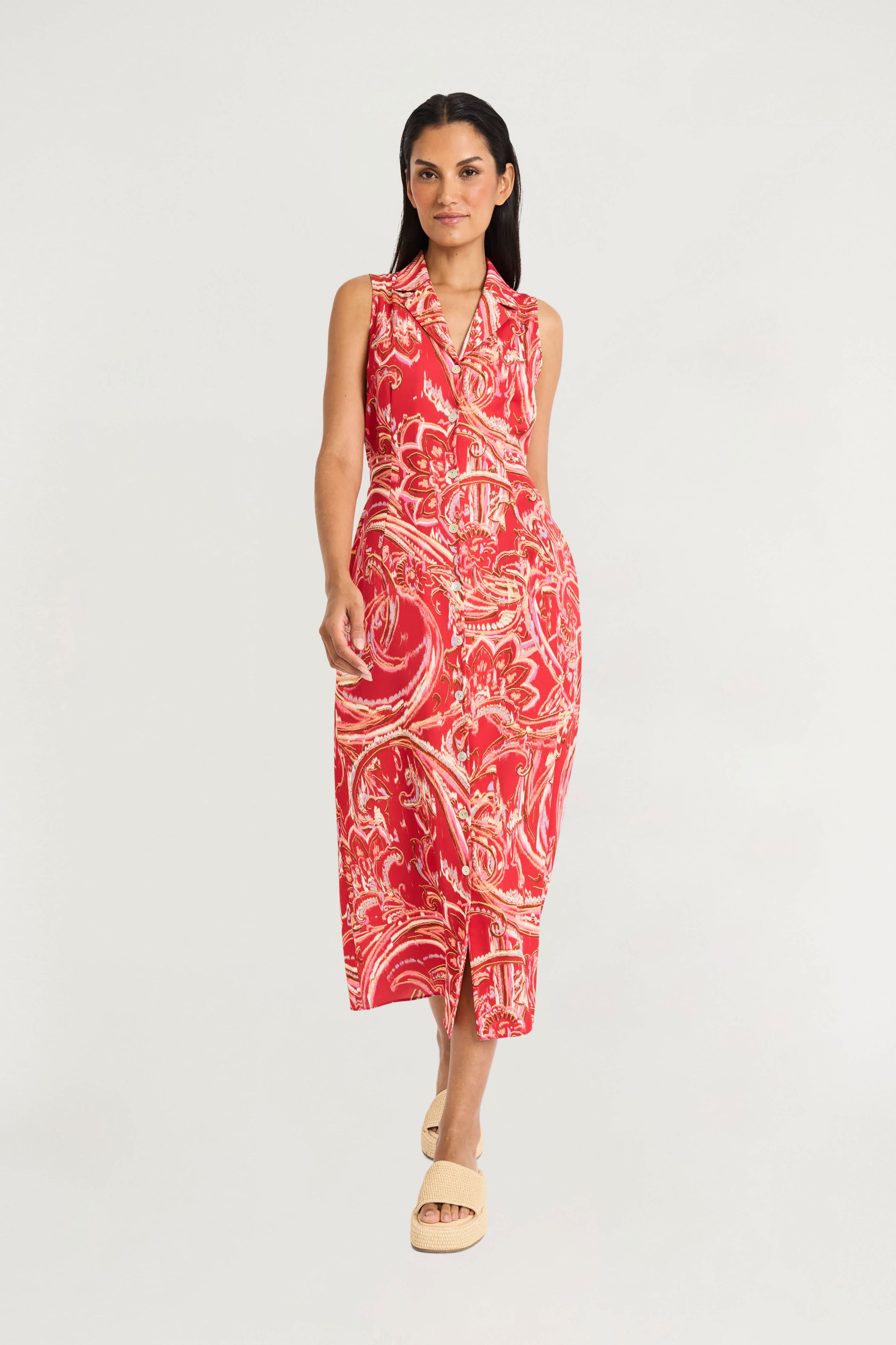 Button Down Sleeveless Maxi Dress