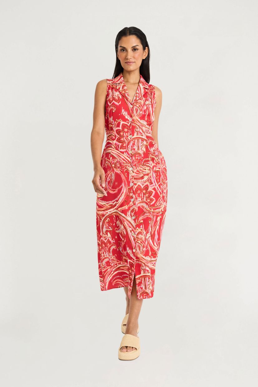 Button Down Sleeveless Maxi Dress