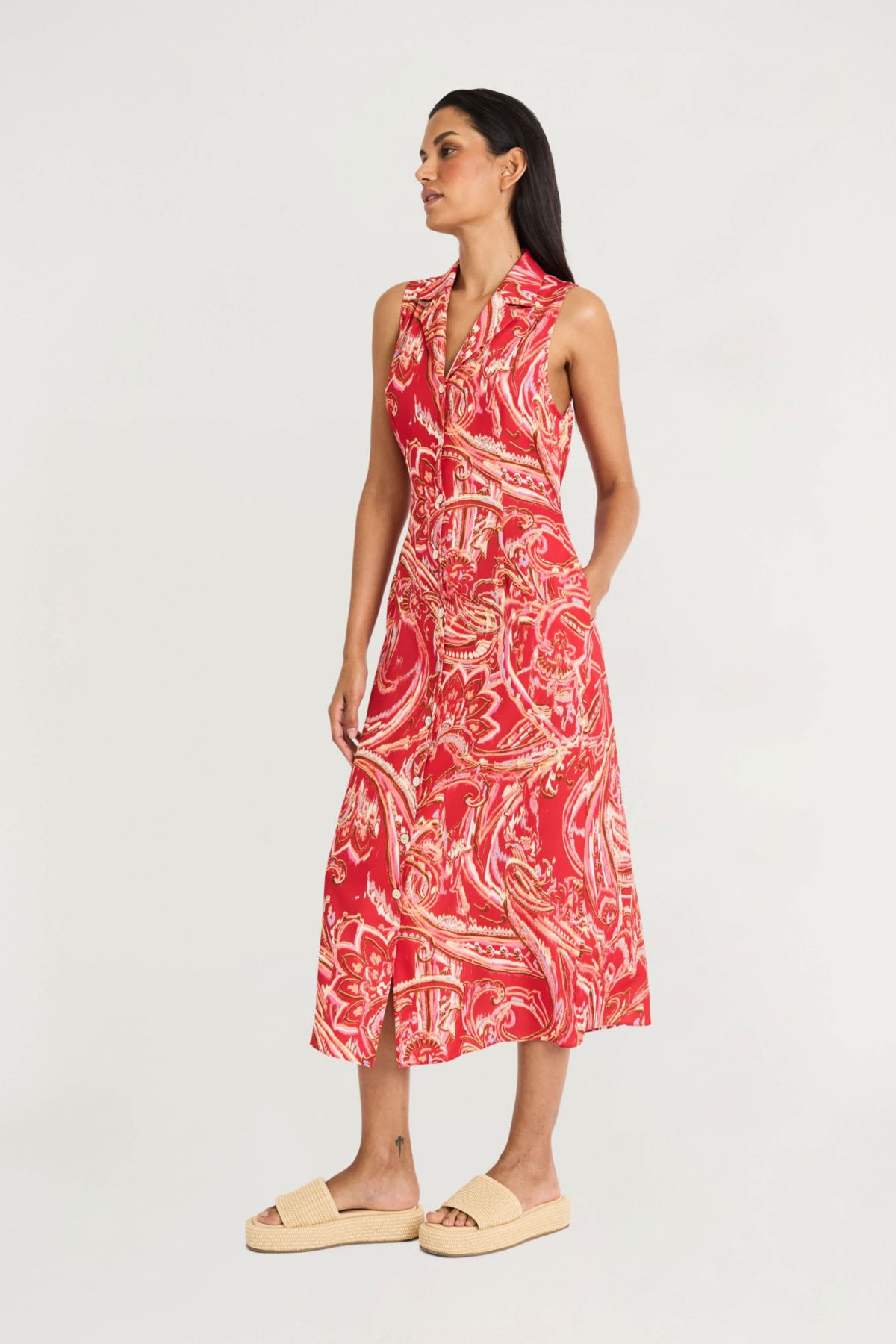 Button Down Sleeveless Maxi Dress