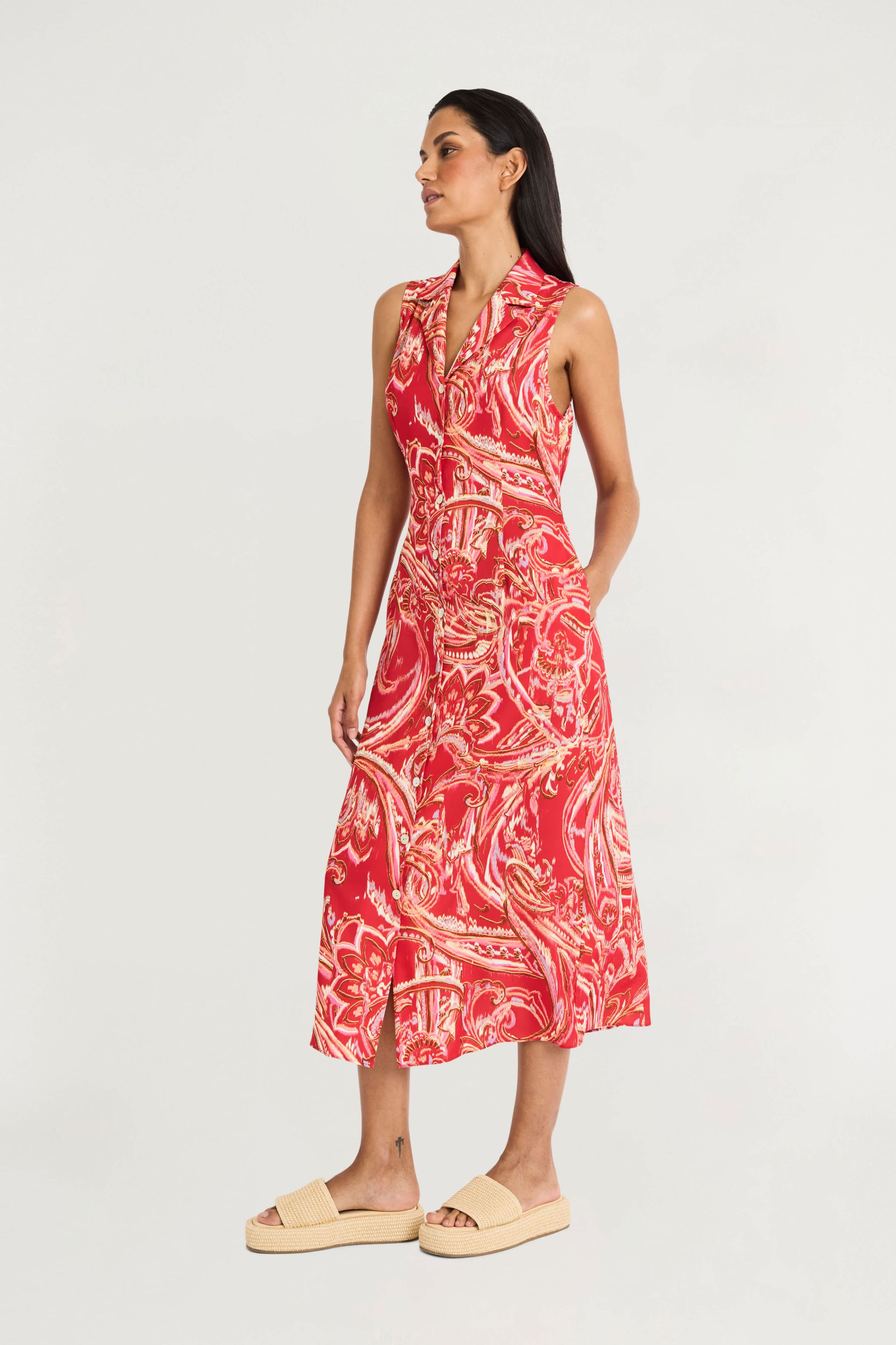 Button Down Sleeveless Maxi Dress