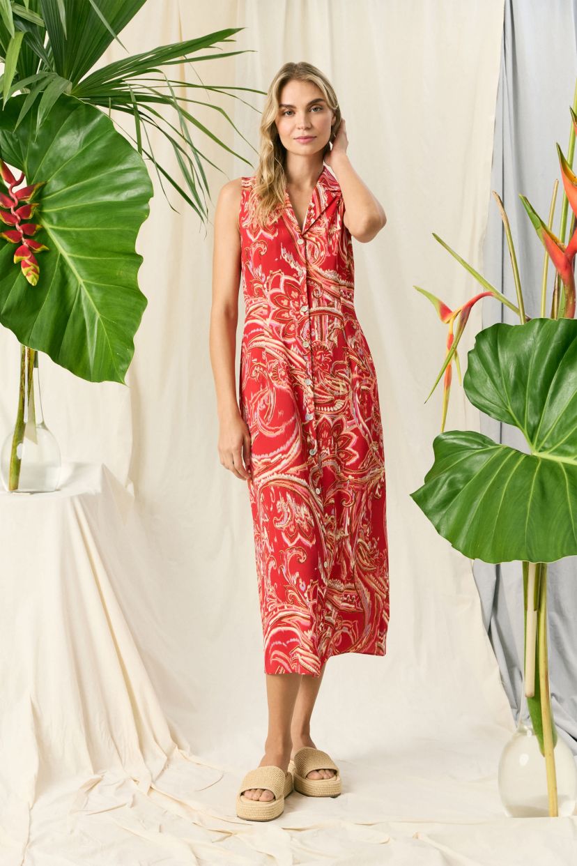 Button Down Sleeveless Maxi Dress