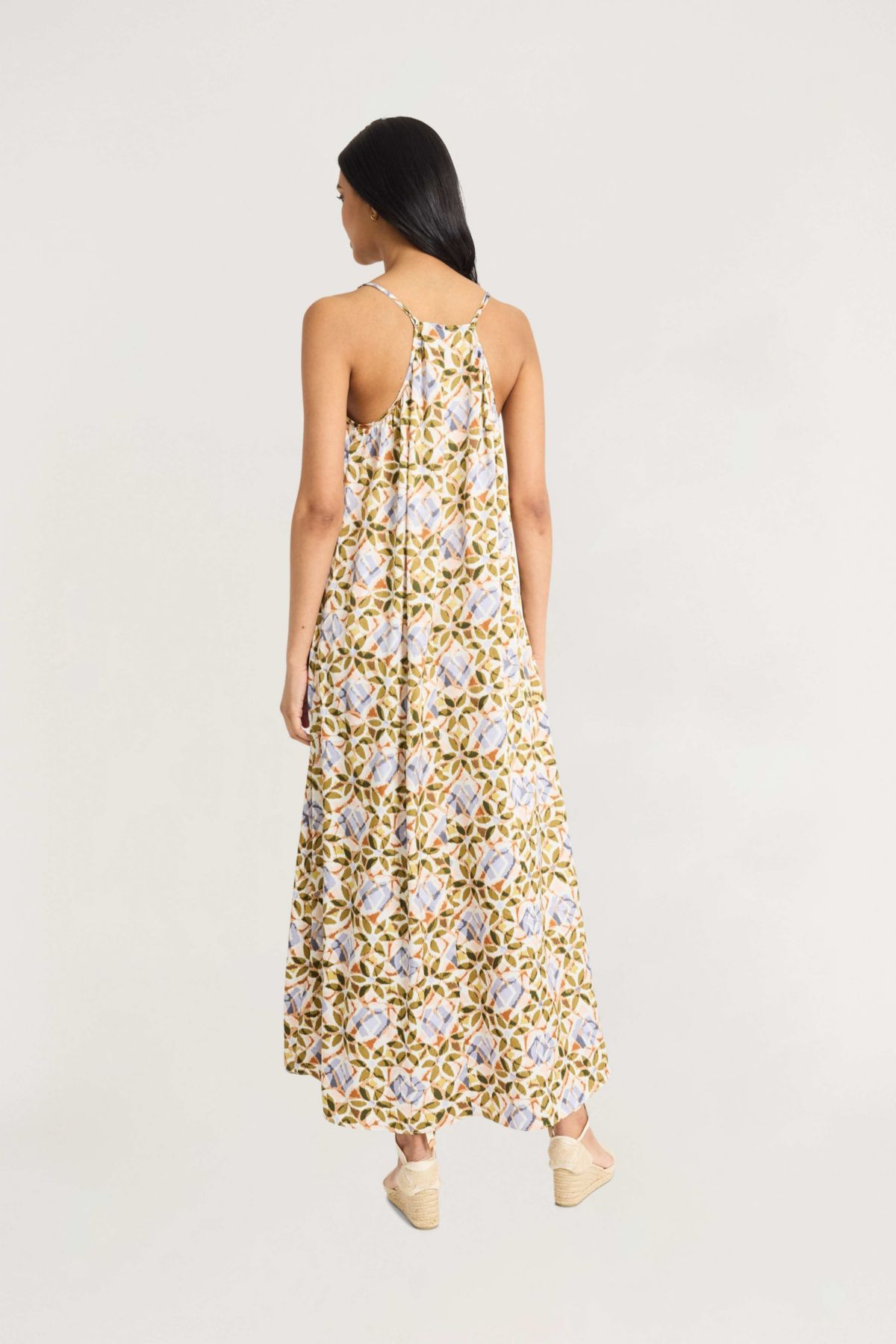 SPAGHETTI STRAP PRINTED MAXI DRESS