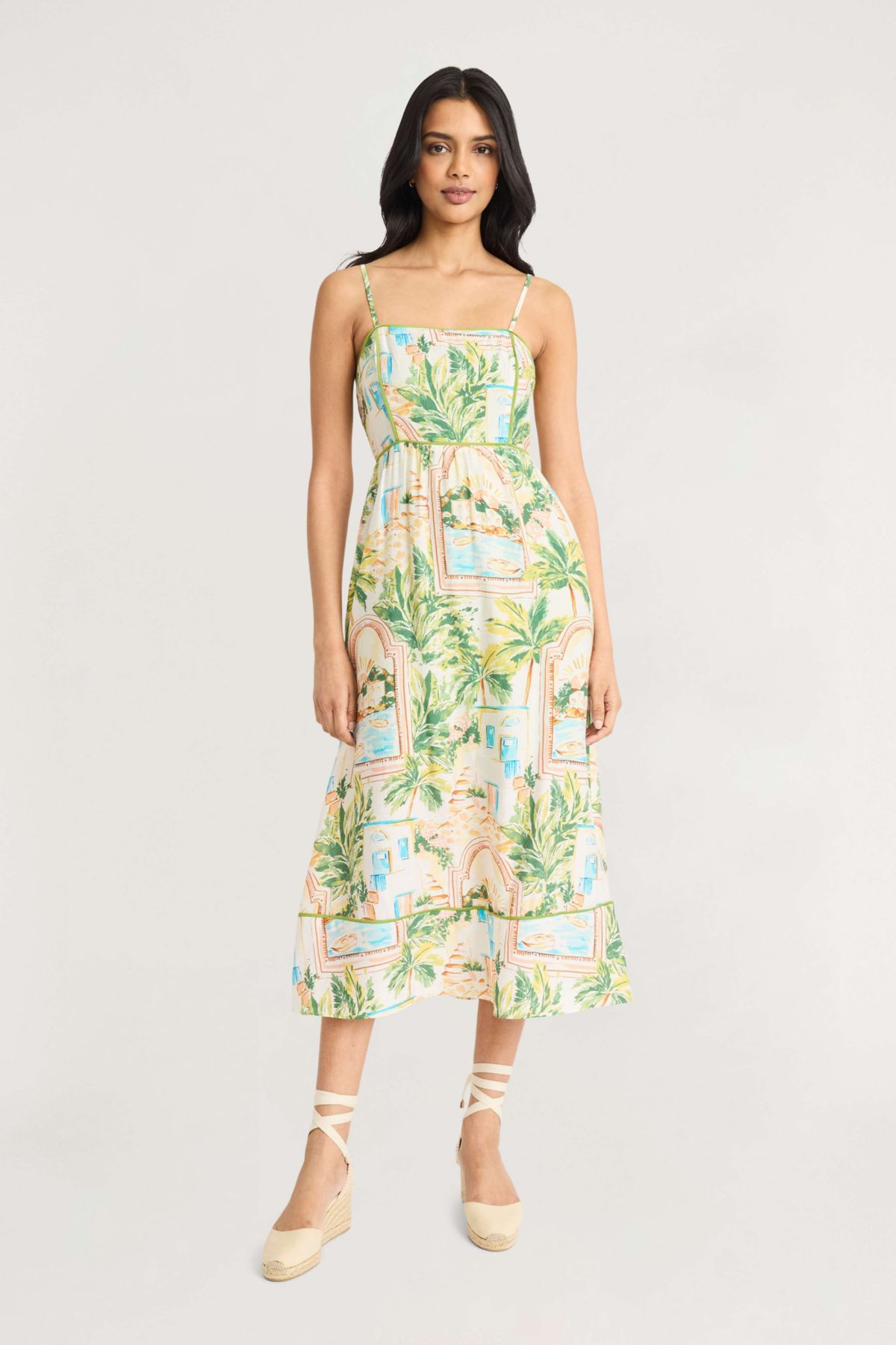 ITALIAN VILLA PRINTED MIDI DRESS