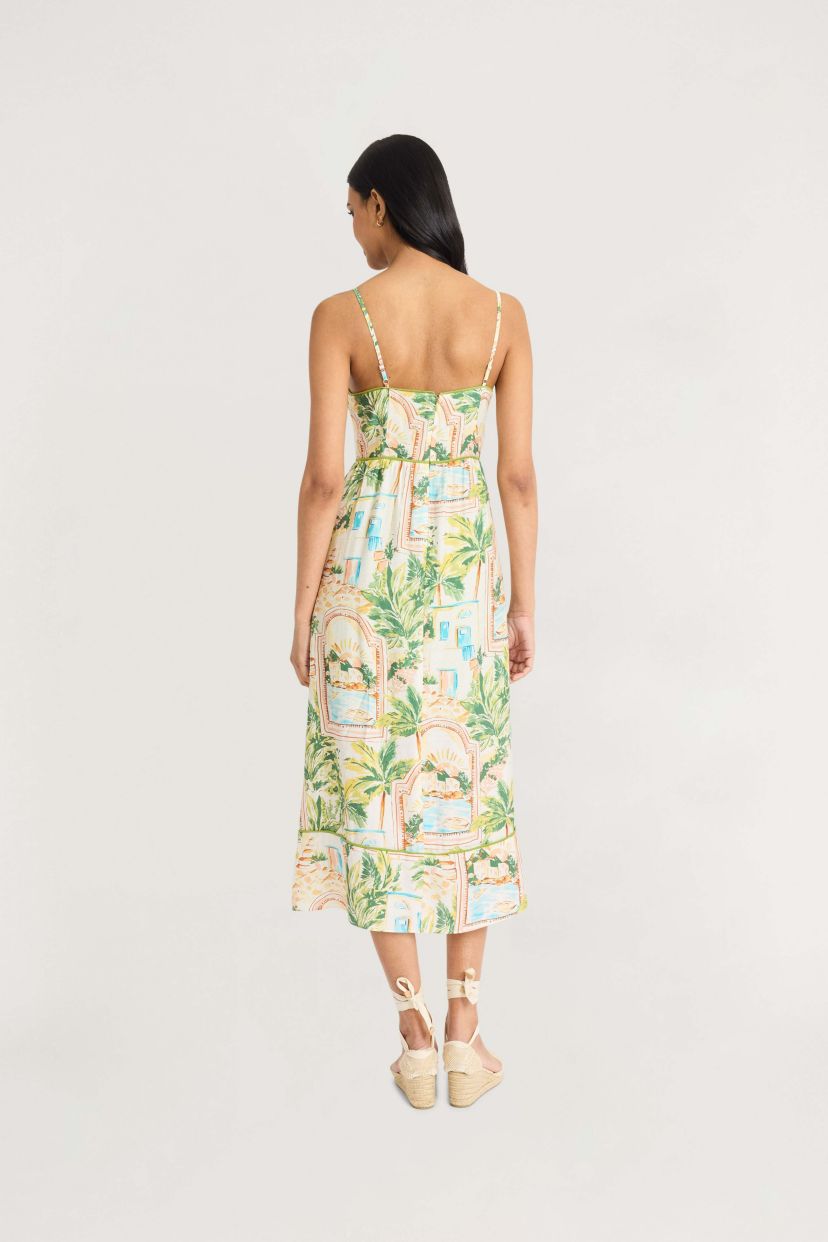 ITALIAN VILLA PRINTED MIDI DRESS
