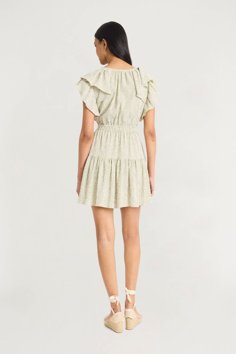 Striped Ruffle Sleeve Mini Dress