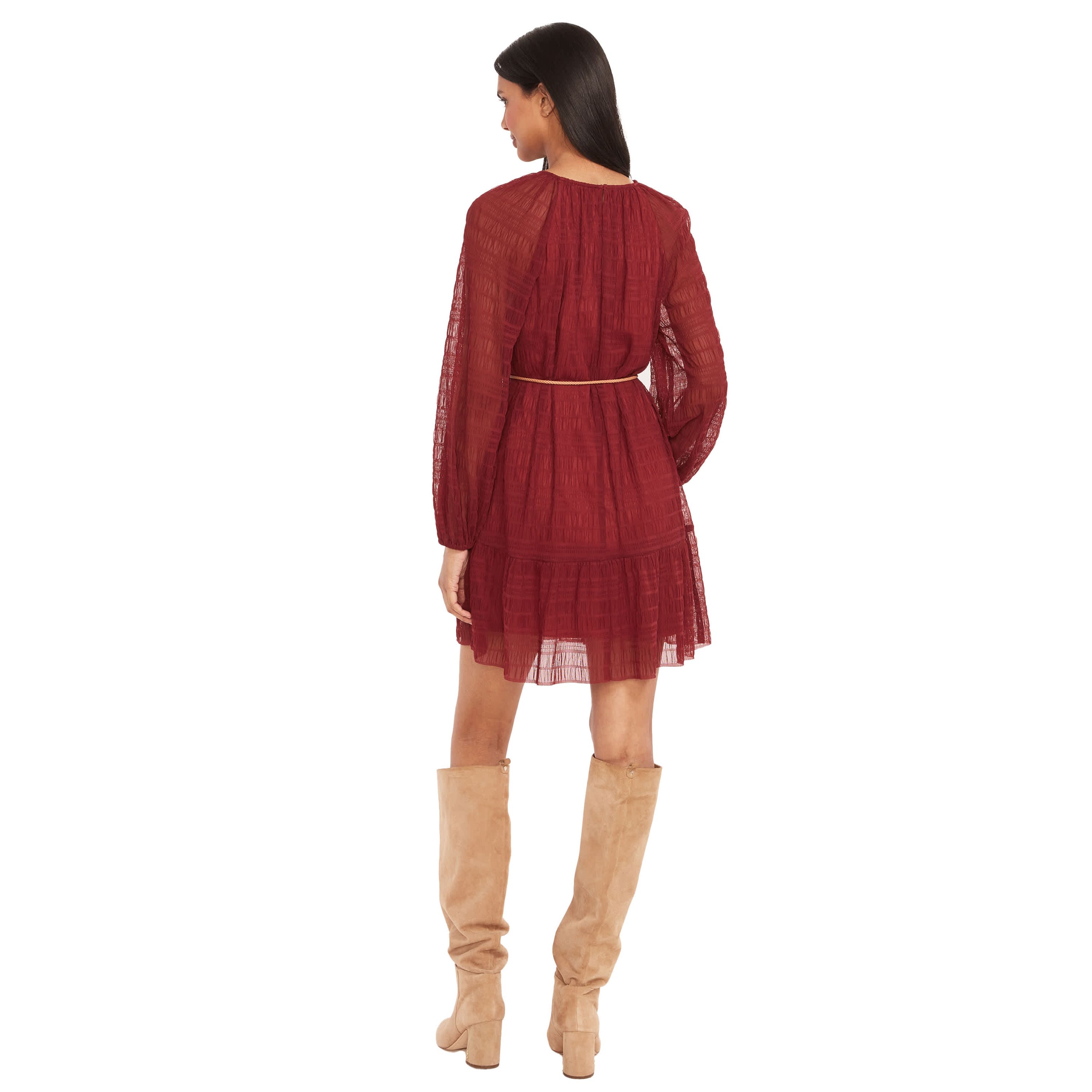LONG SLEEVE BELTED MINI DRESS