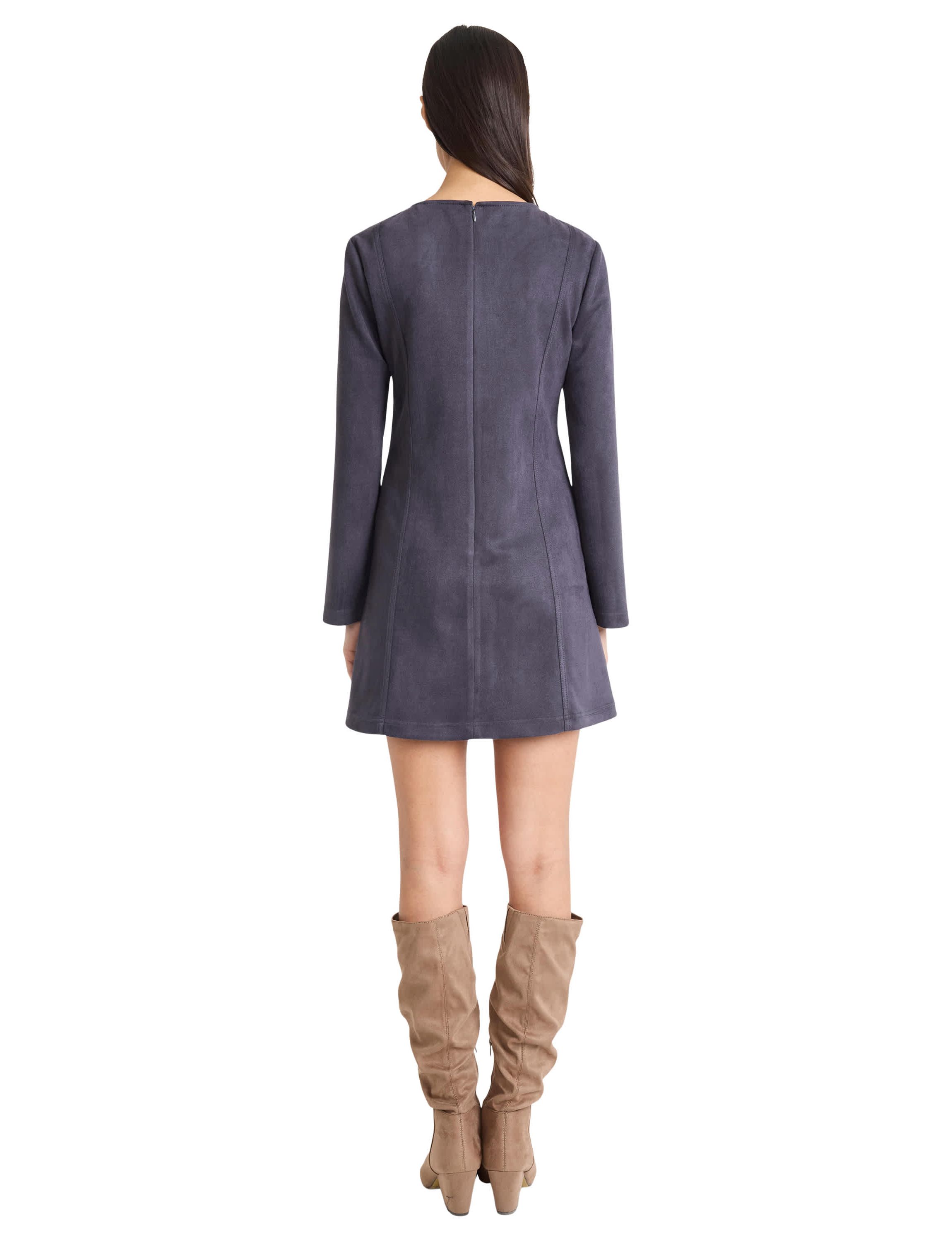 SUEDE LONG SLEEVE MINI DRESS