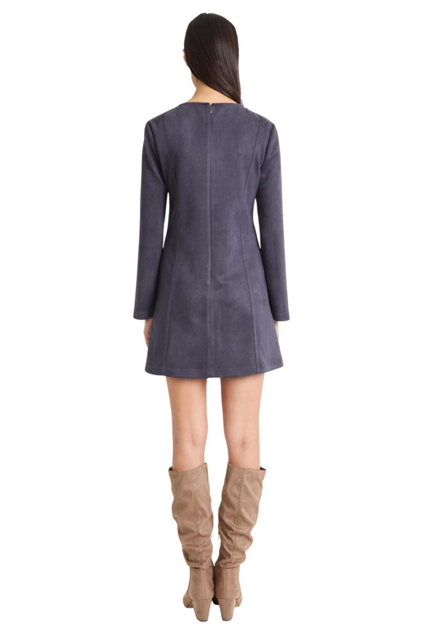 SUEDE LONG SLEEVE MINI DRESS