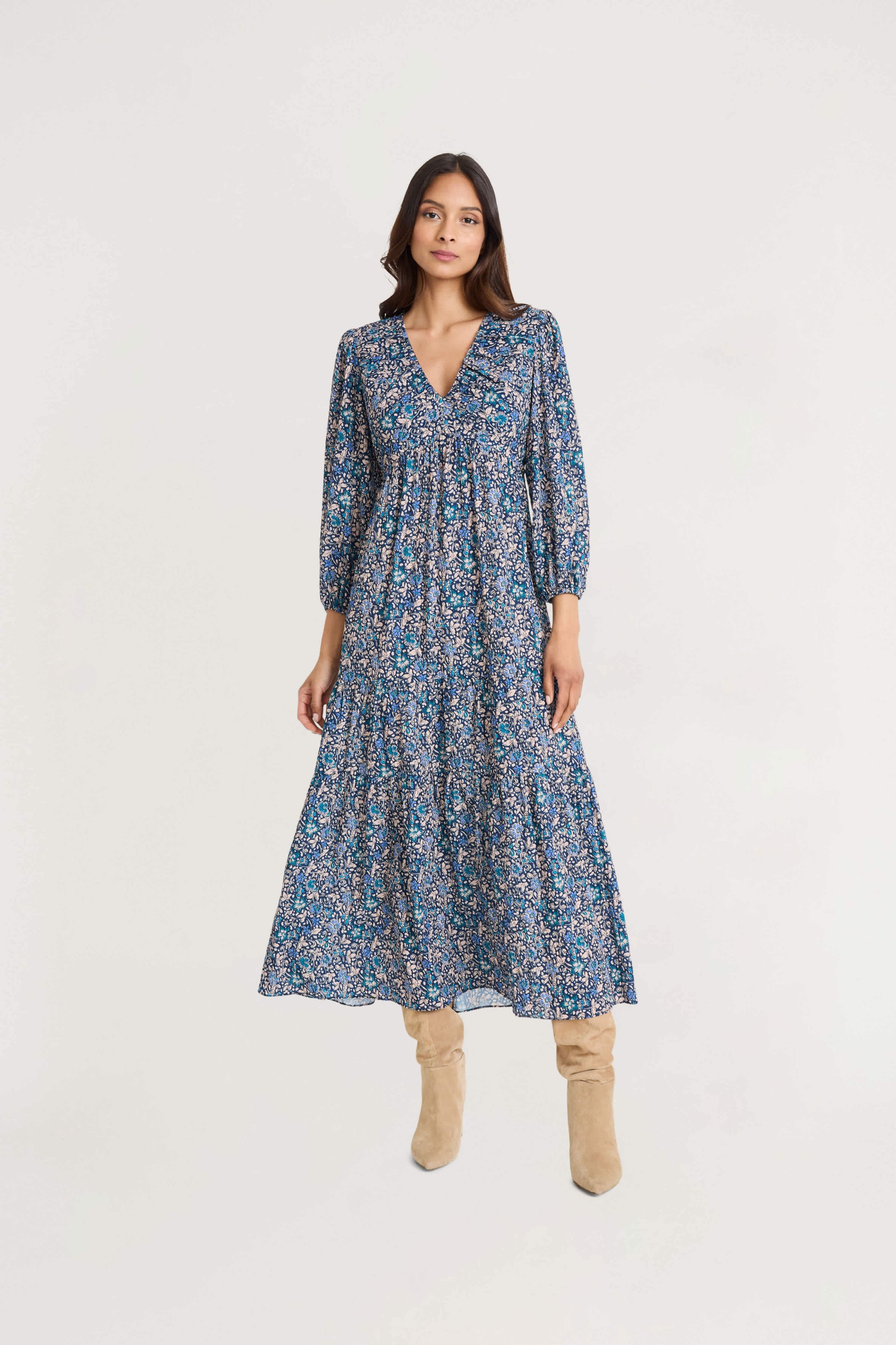 V NECK MAXI DRESS