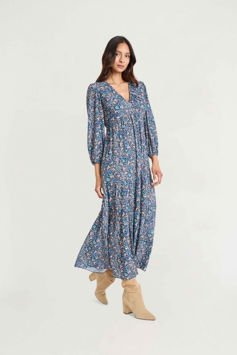 V NECK MAXI DRESS