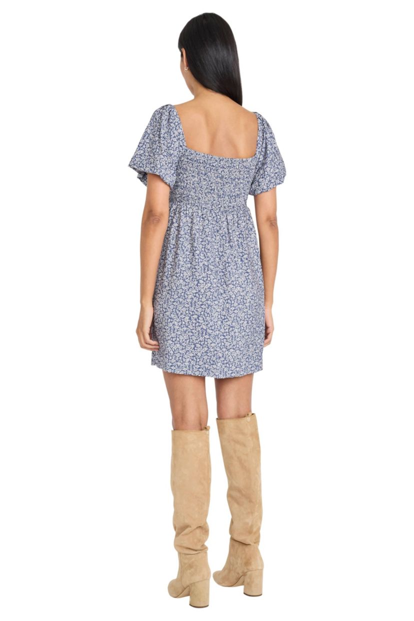 SMOCKED BODICE MINI DRESS