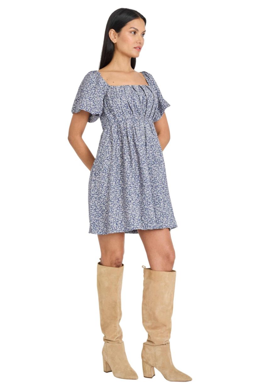 SMOCKED BODICE MINI DRESS