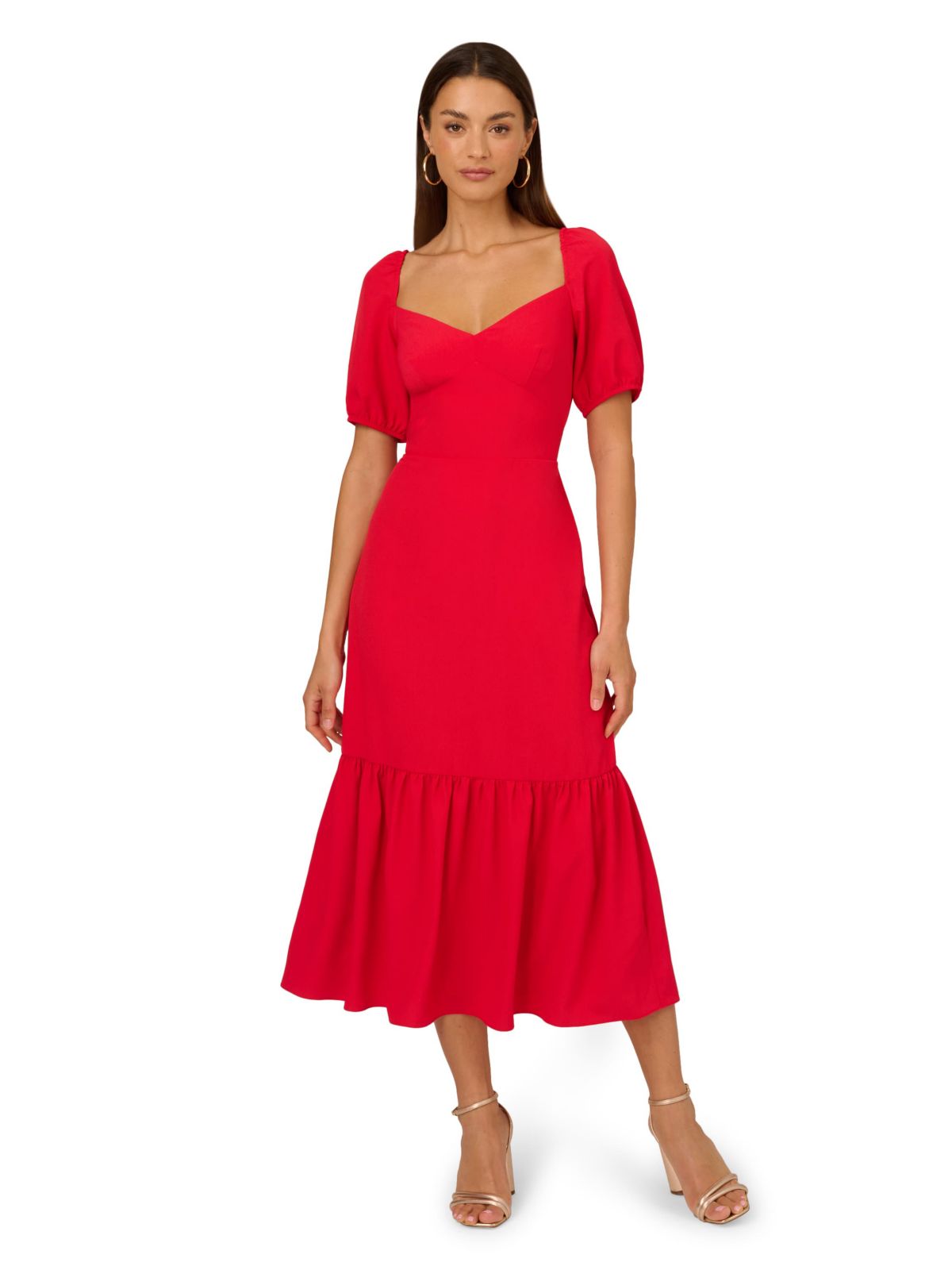 Puff Sleeve Midi Dress