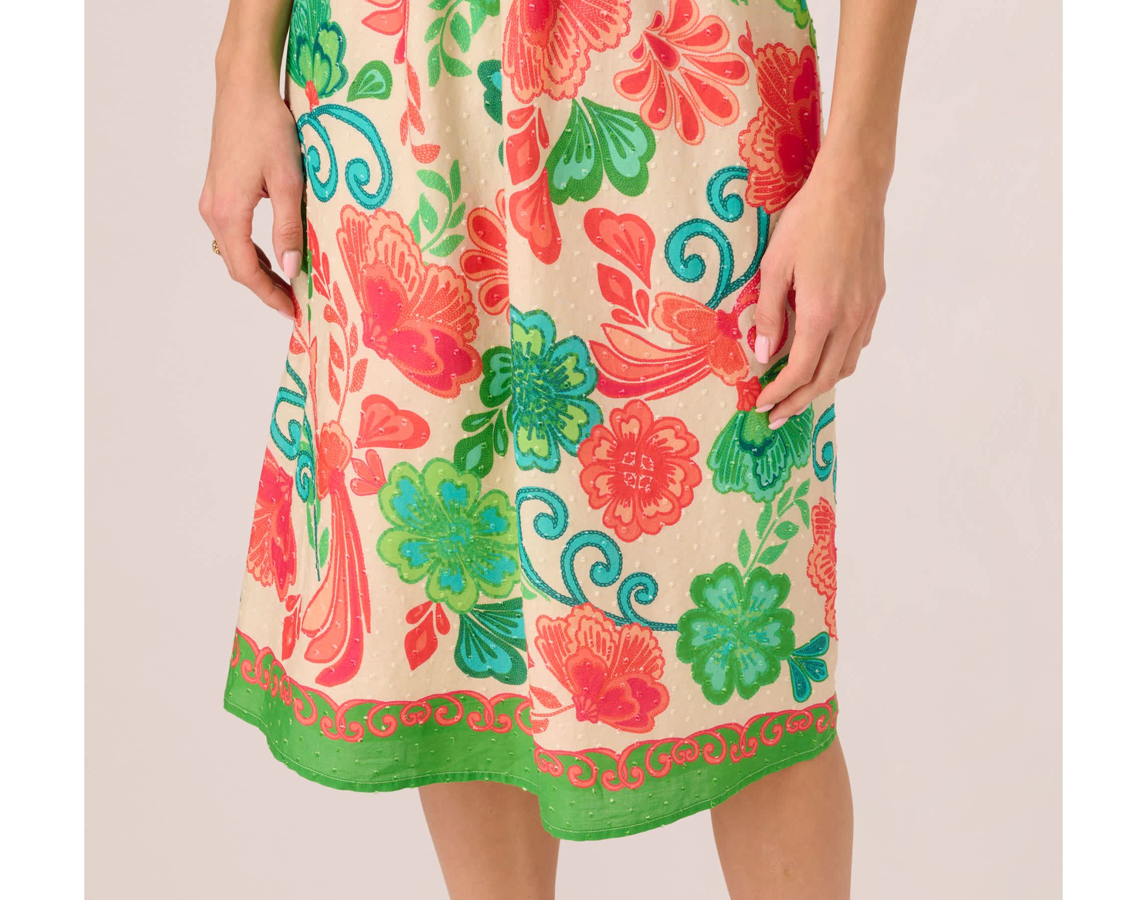 Smocked Printed Placement Dress
