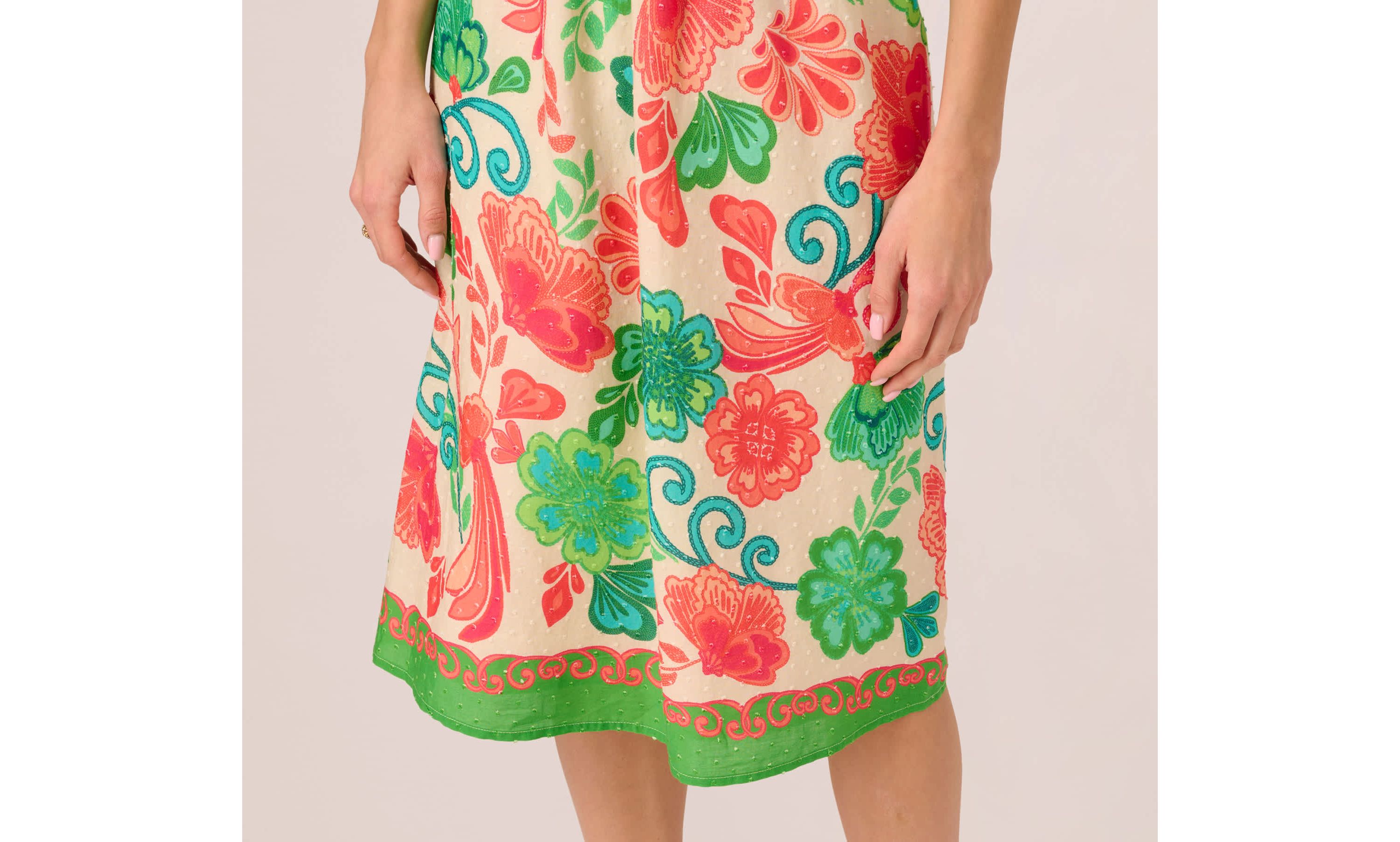 Smocked Printed Placement Dress